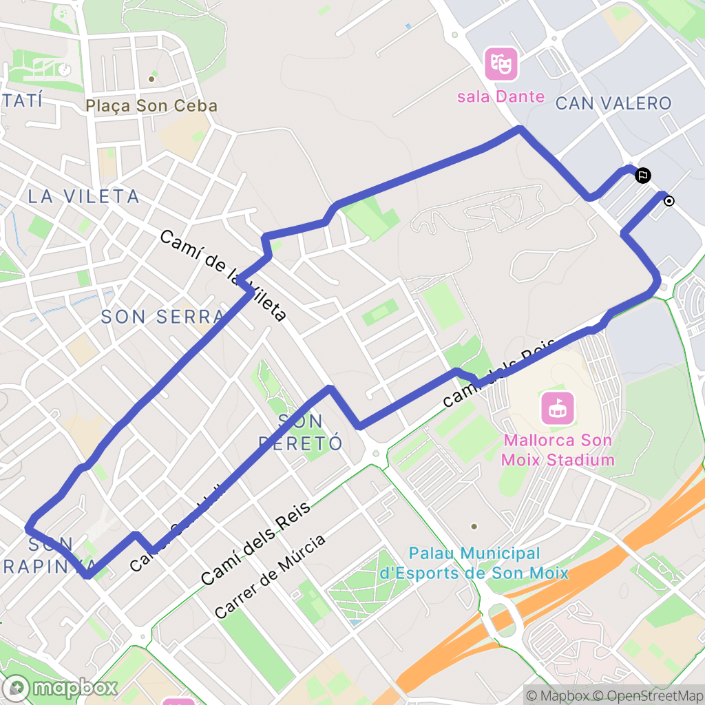Palma : carte du parcours de randonnée - Spain