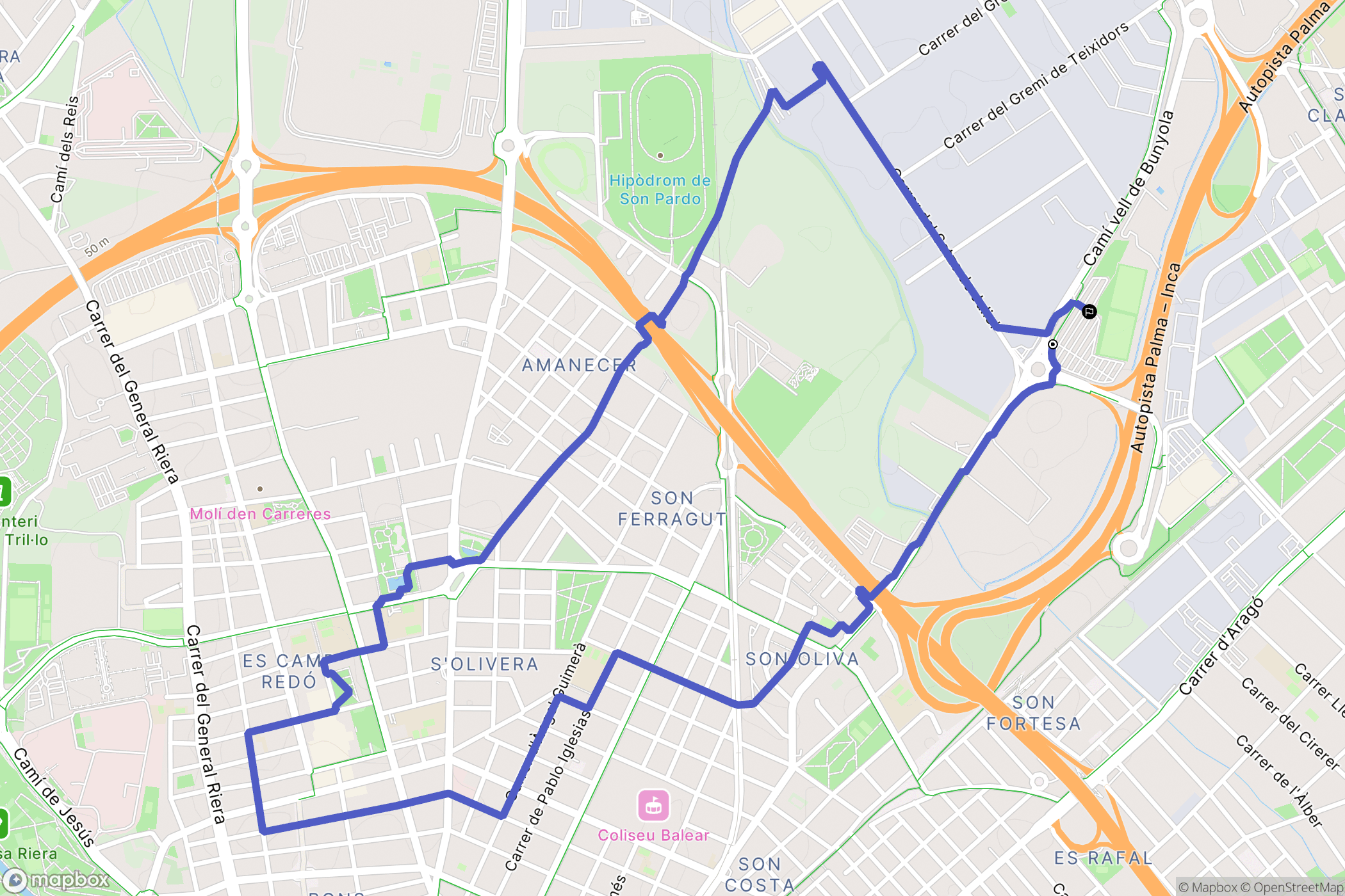 Son Castelló : carte du parcours de randonnée - Spain