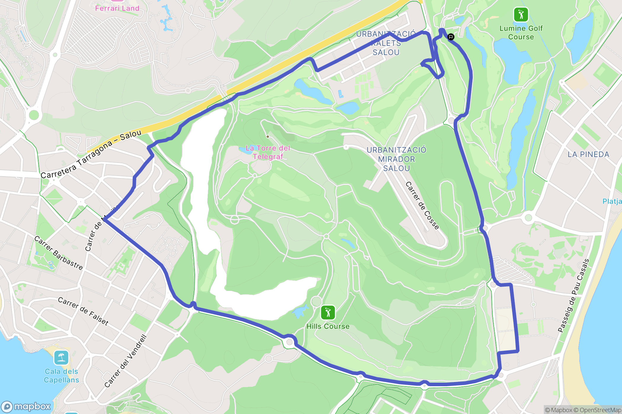 Xalets de Salou : carte du parcours de randonnée - Spain