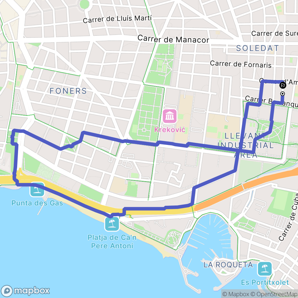 Palma : carte du parcours de randonnée - Spain