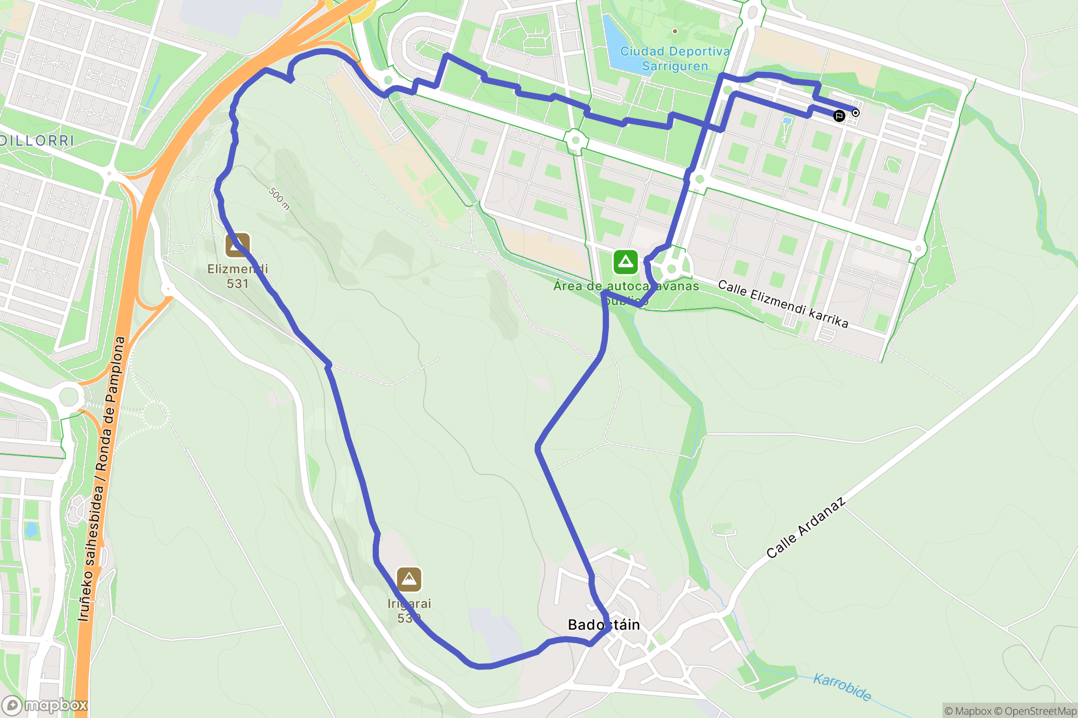 Sarriguren : carte du parcours de randonnée - Spain