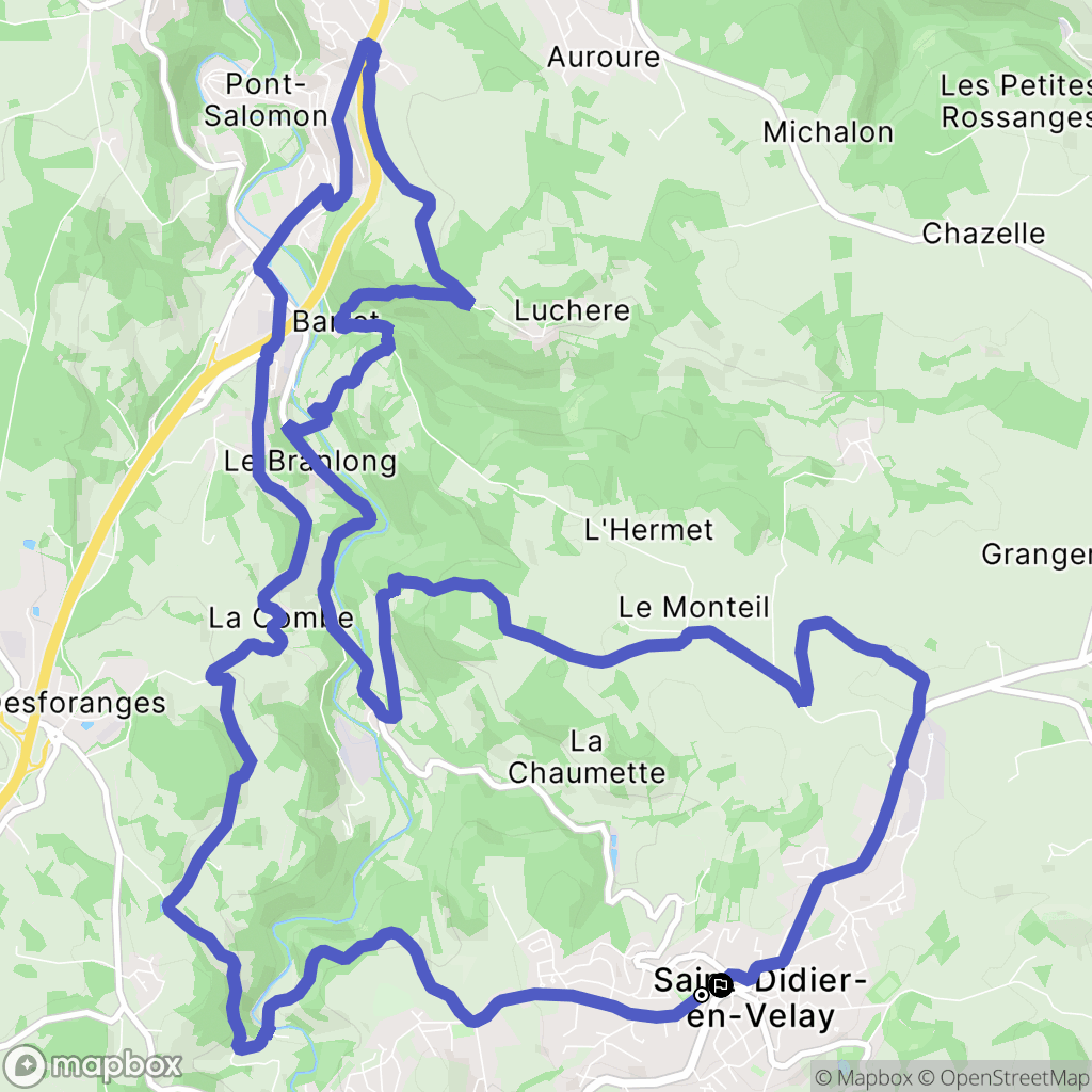 Saint-Didier-en-Velay : carte du parcours de randonnée - France