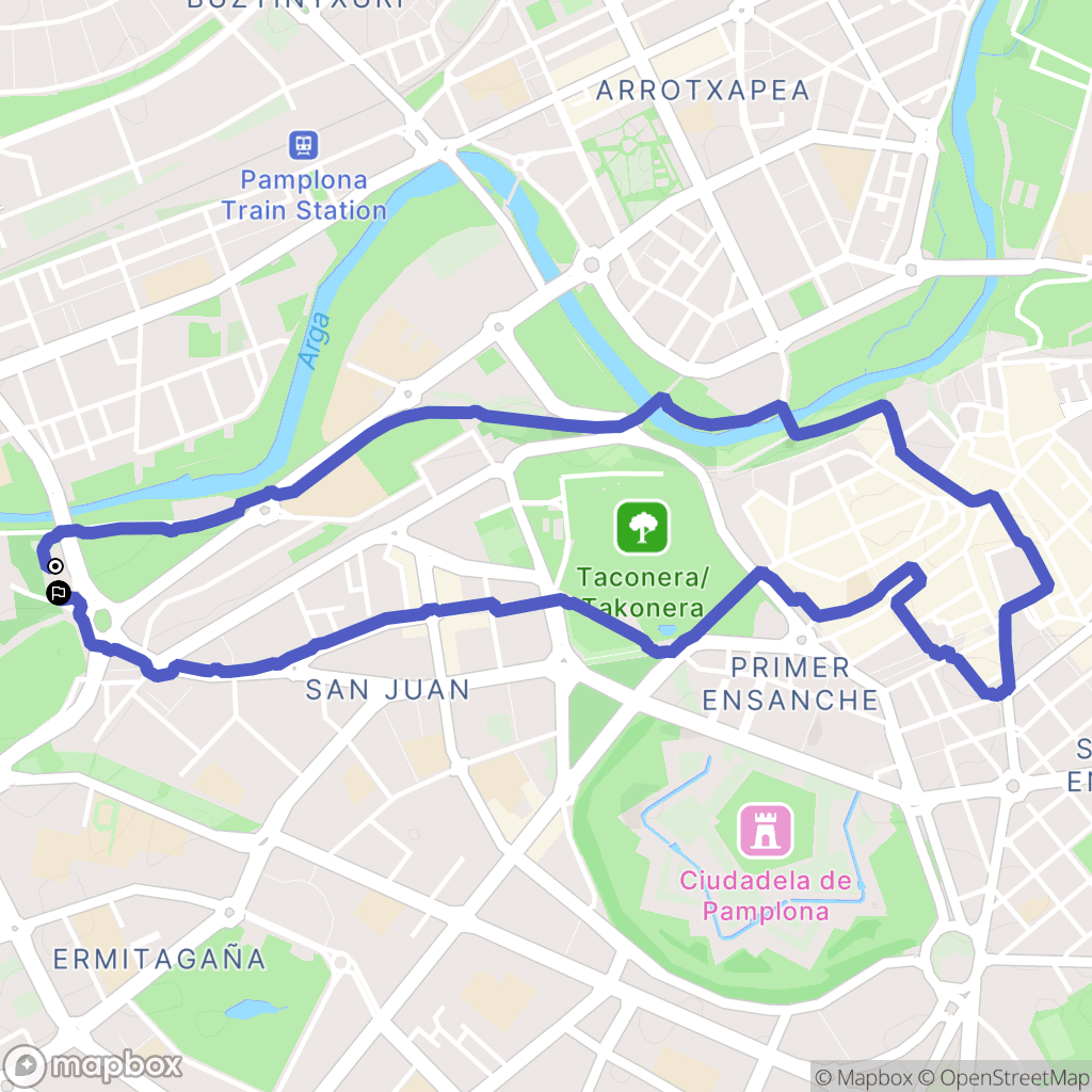 Pamplona : carte du parcours de randonnée - Spain