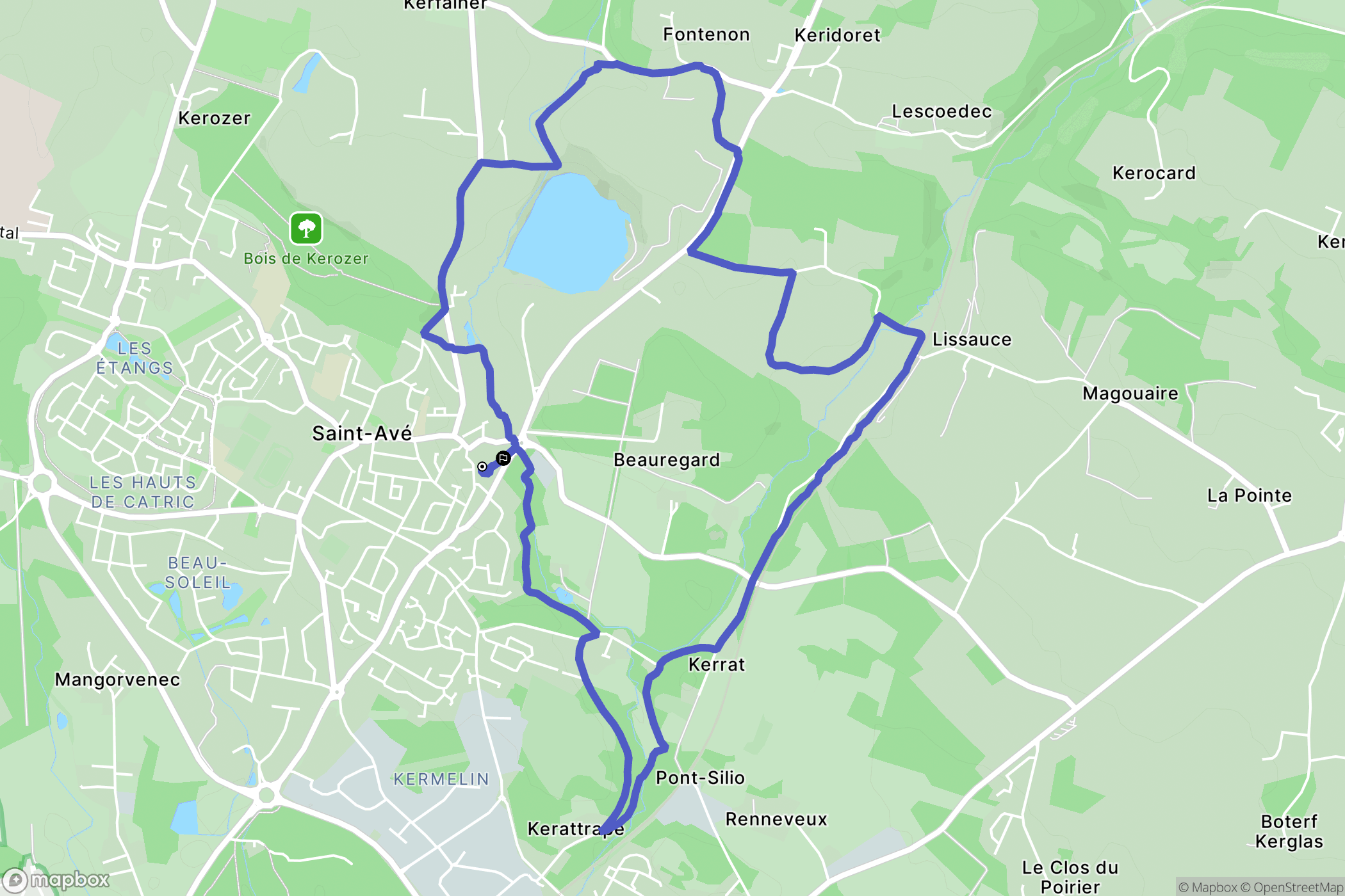 Saint-Avé : carte du parcours de randonnée - France