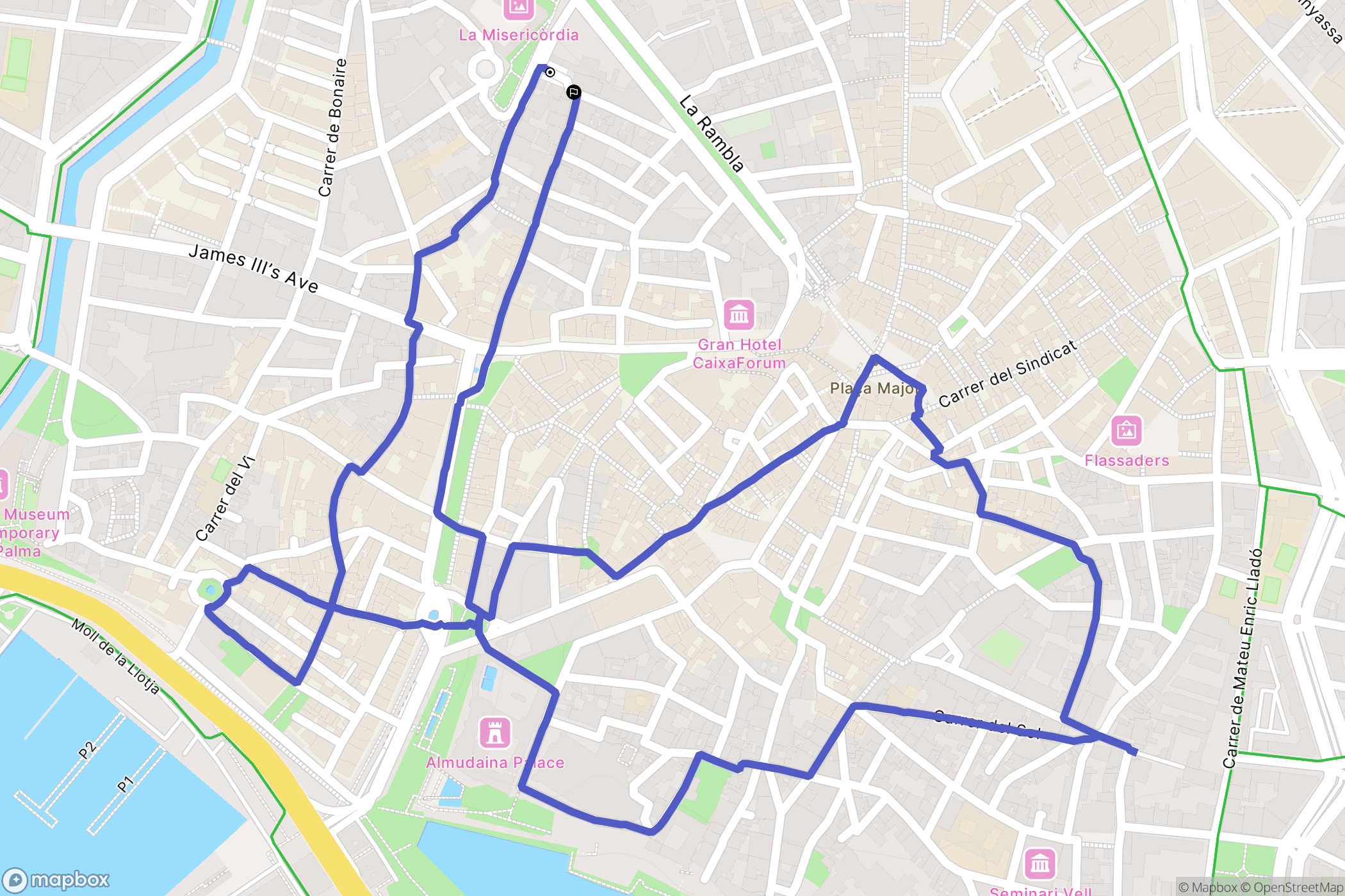 Palma : carte du parcours de randonnée - Spain