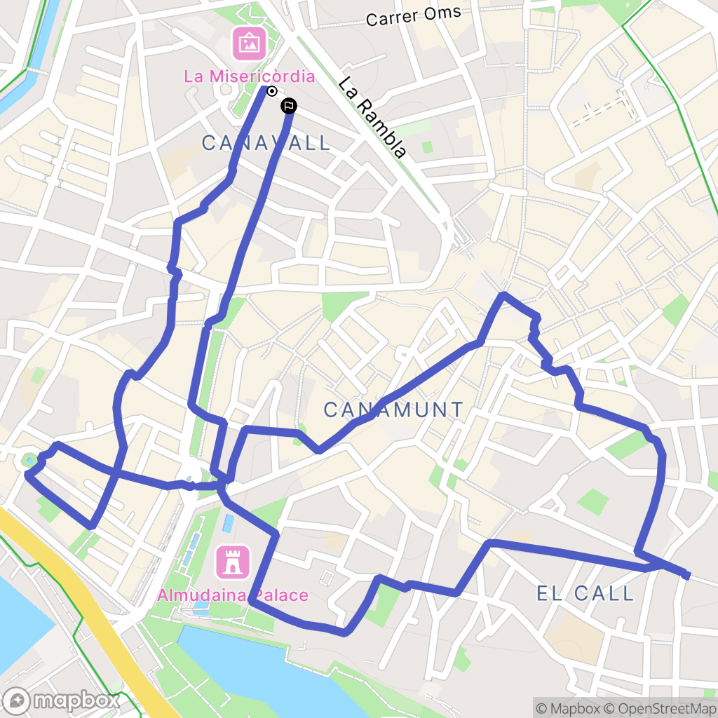 Palma : carte du parcours de randonnée - Spain