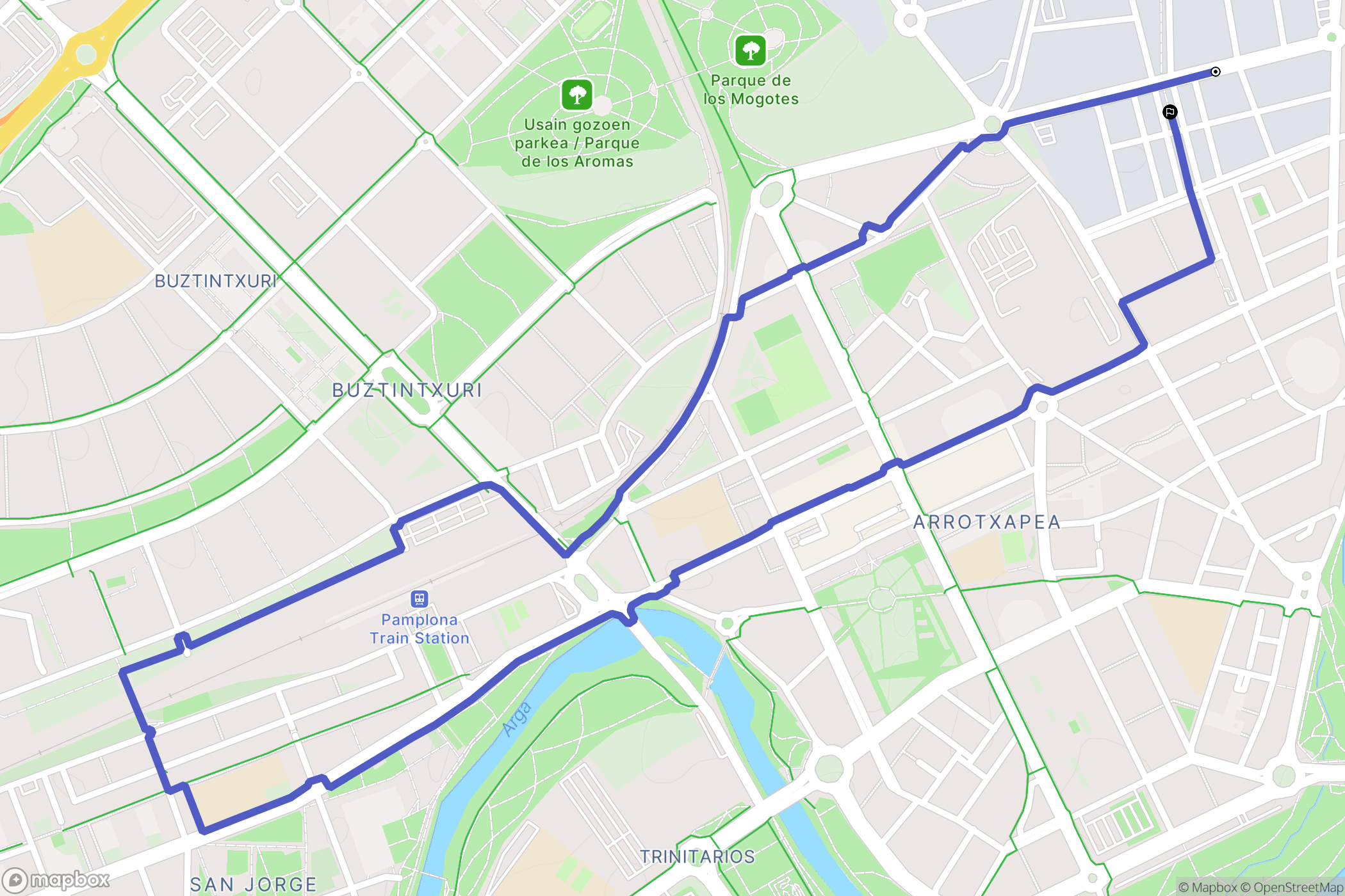 Ansoáin : carte du parcours de randonnée - Spain