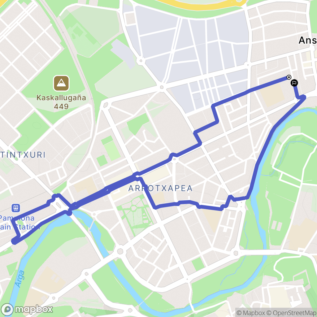 Pamplona : carte du parcours de randonnée - Spain