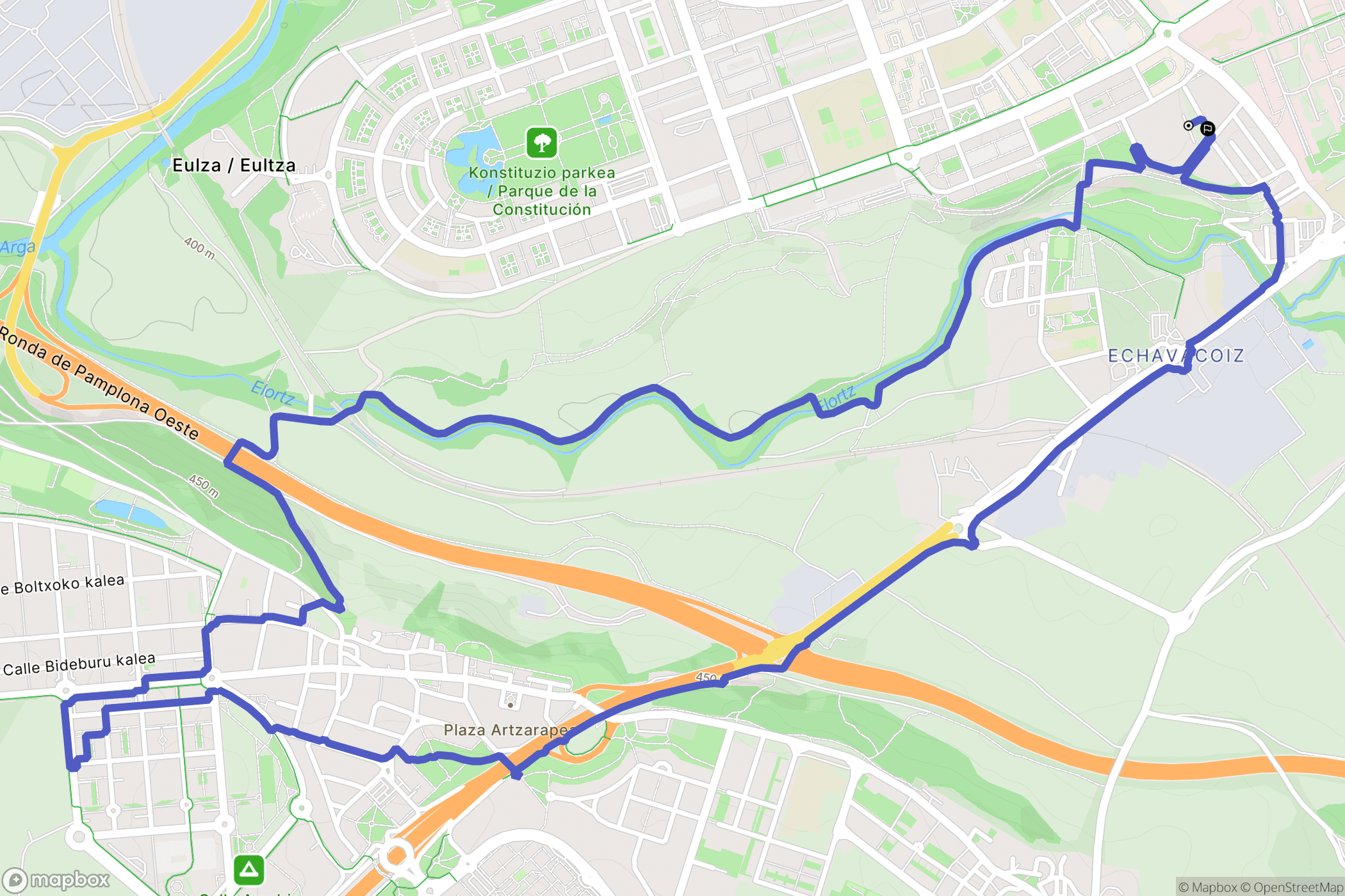Pamplona : carte du parcours de randonnée - Spain