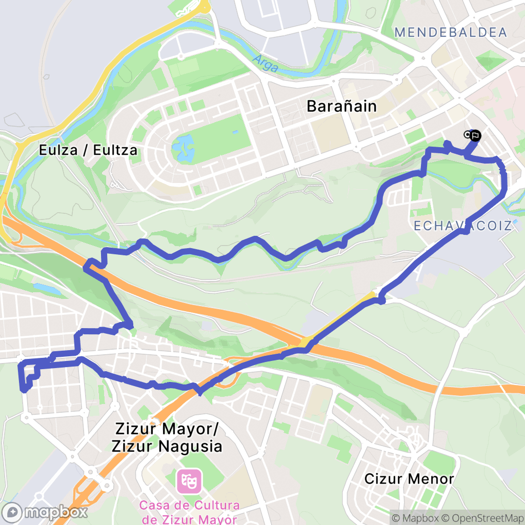 Pamplona : carte du parcours de randonnée - Spain