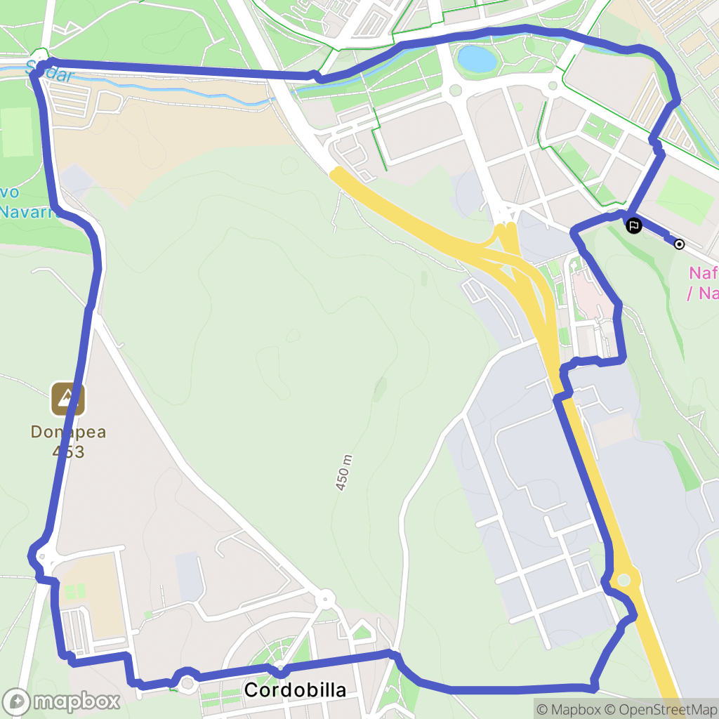 Pamplona : carte du parcours de randonnée - Spain
