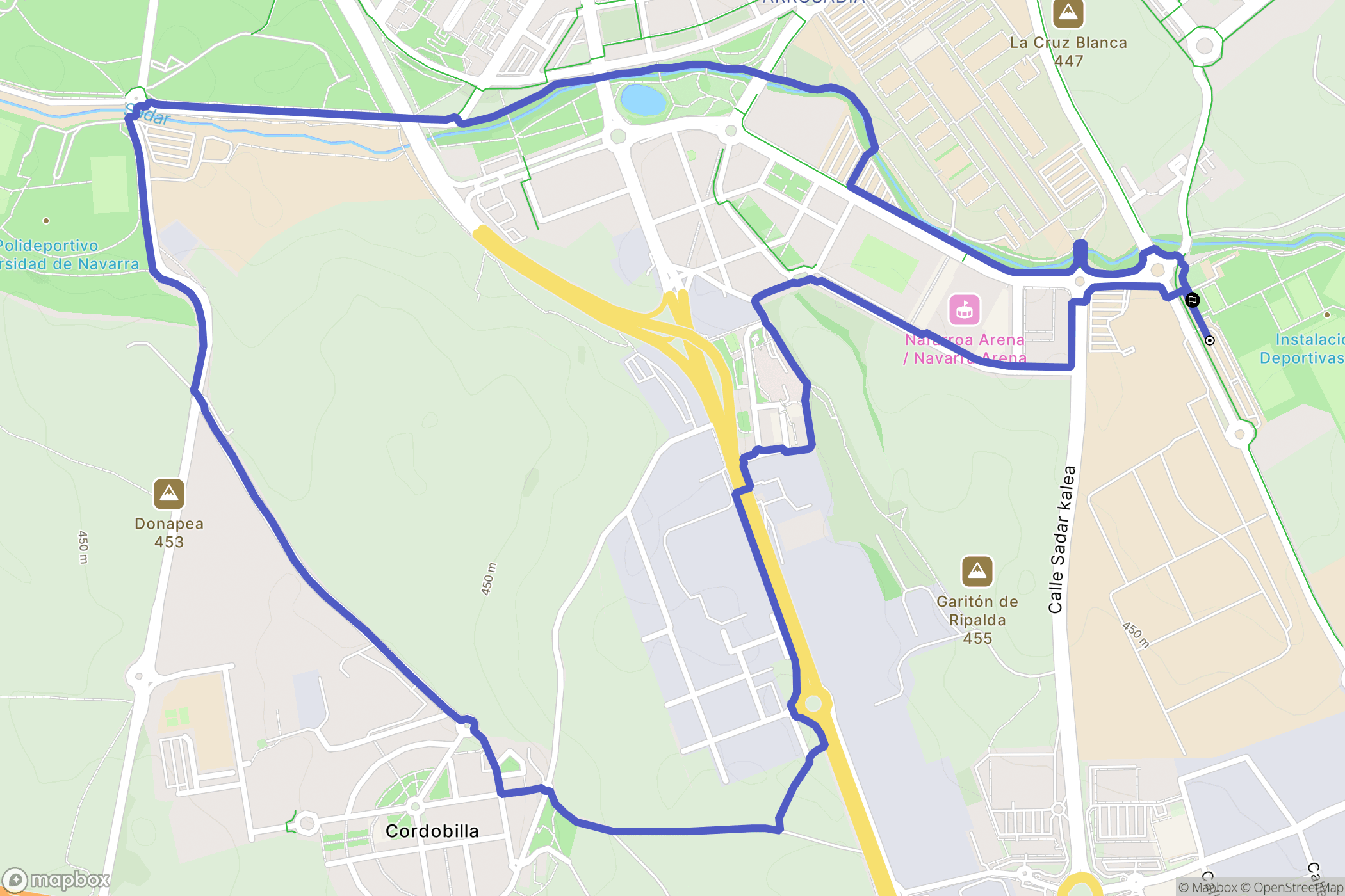 Pamplona : carte du parcours de randonnée - Spain