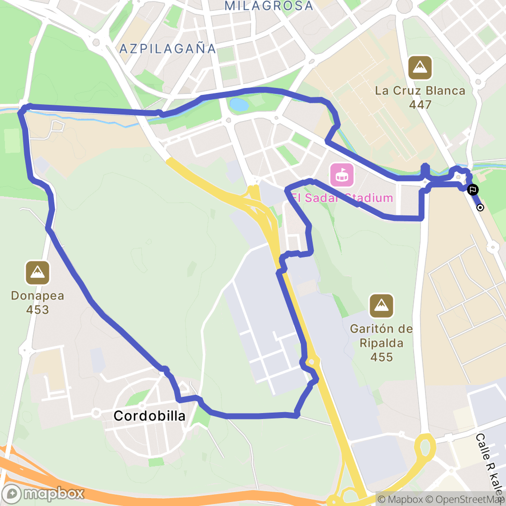 Pamplona : carte du parcours de randonnée - Spain