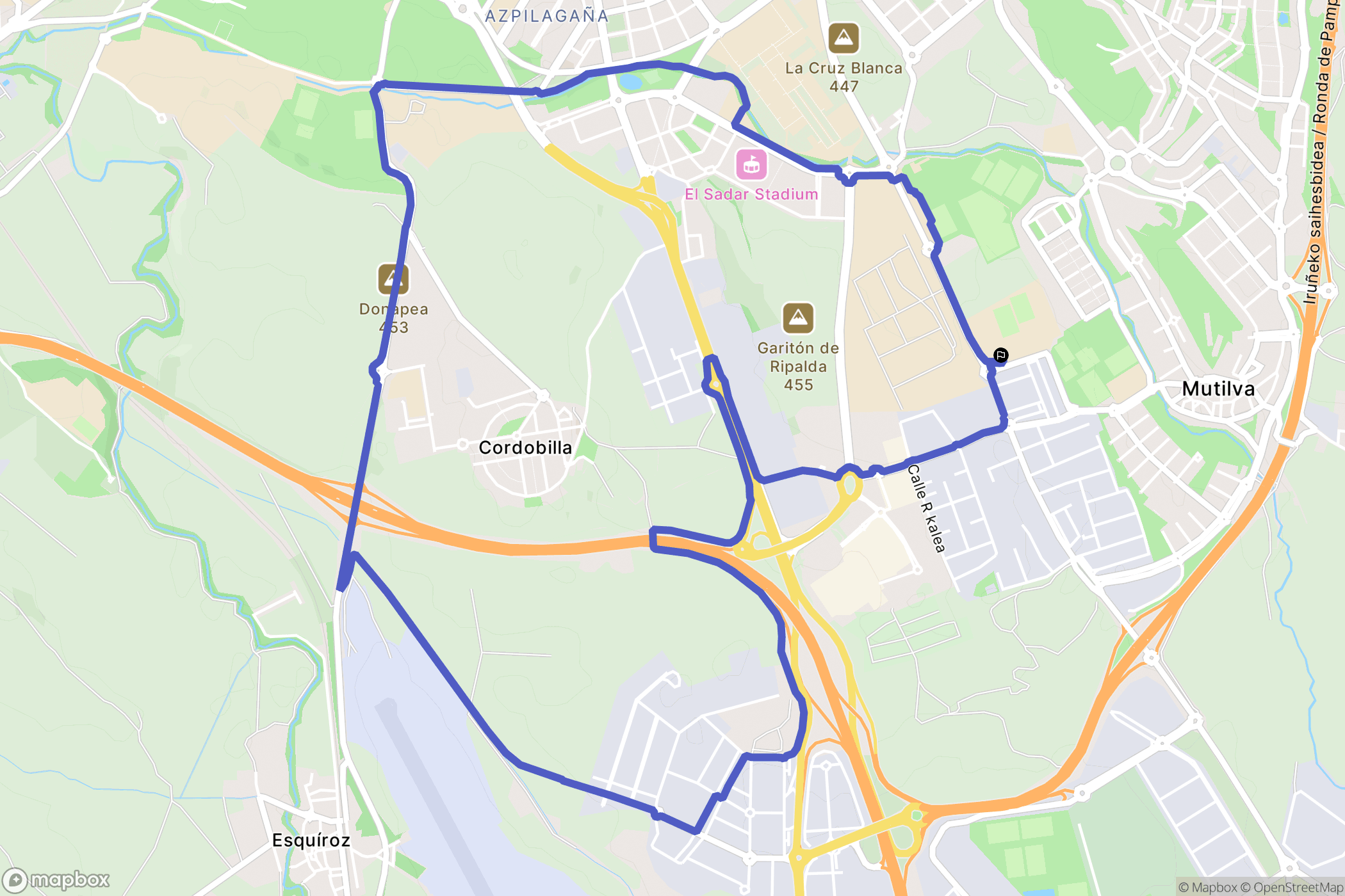 Pamplona : carte du parcours de randonnée - Spain