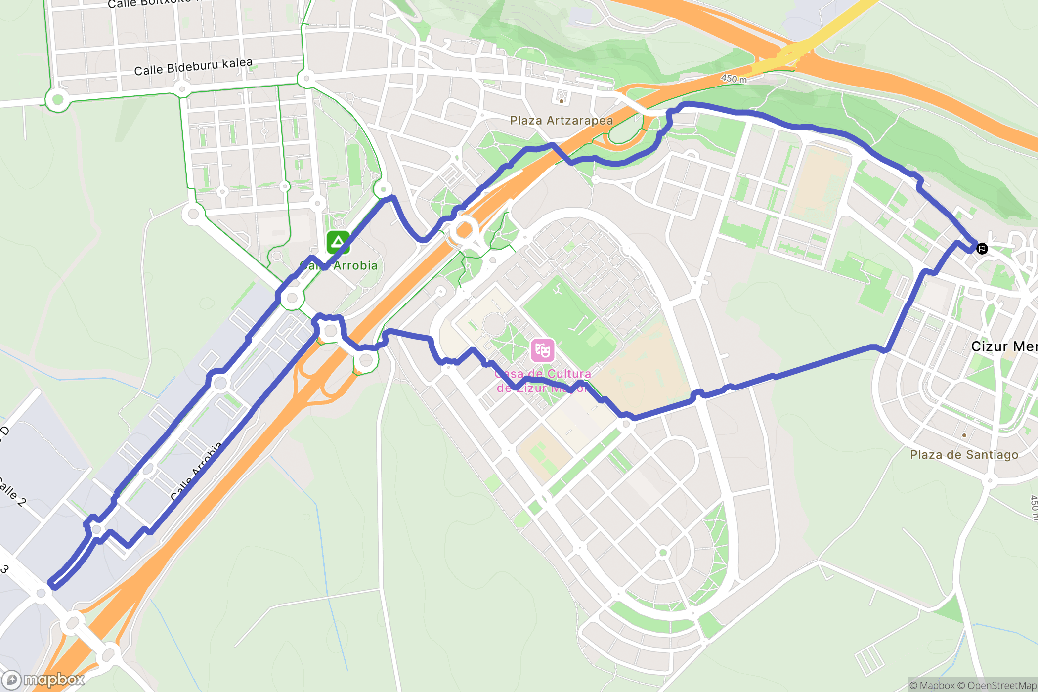 Cizur Menor : carte du parcours de randonnée - Spain