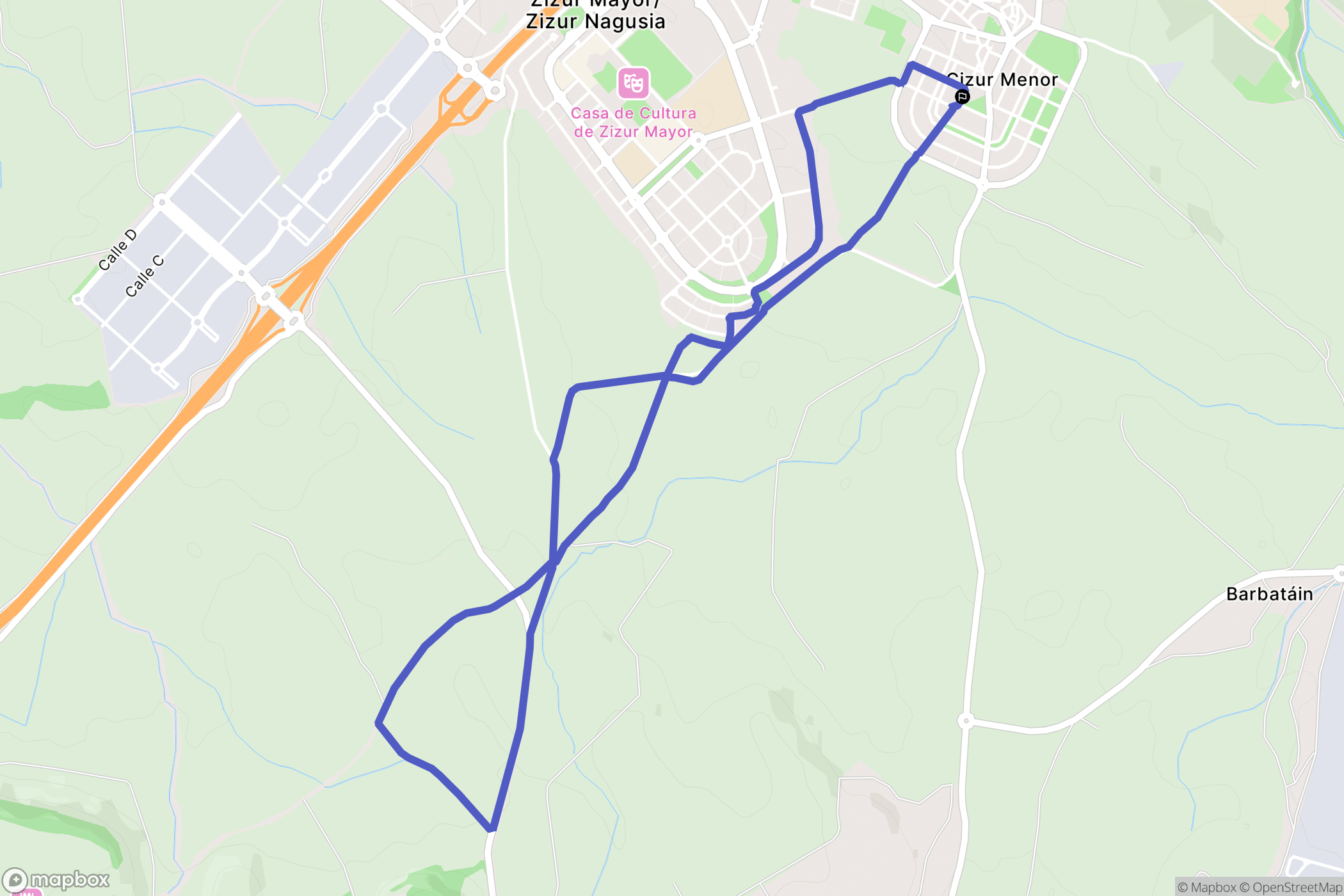 Cizur Menor : carte du parcours de randonnée - Spain