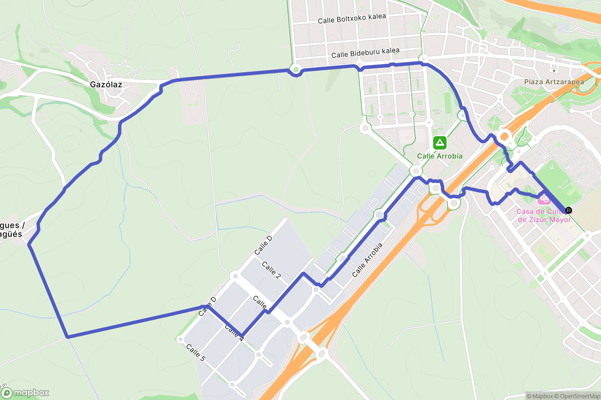 Zizur Mayor : carte du parcours de randonnée - Spain