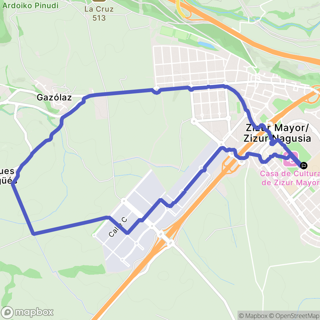 Zizur Mayor : carte du parcours de randonnée - Spain