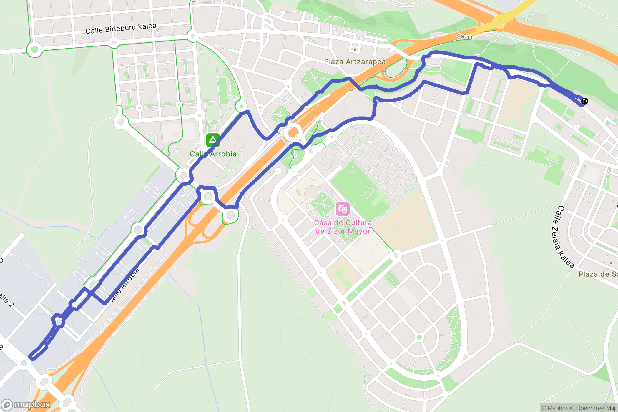 Cizur Menor : carte du parcours de randonnée - Spain
