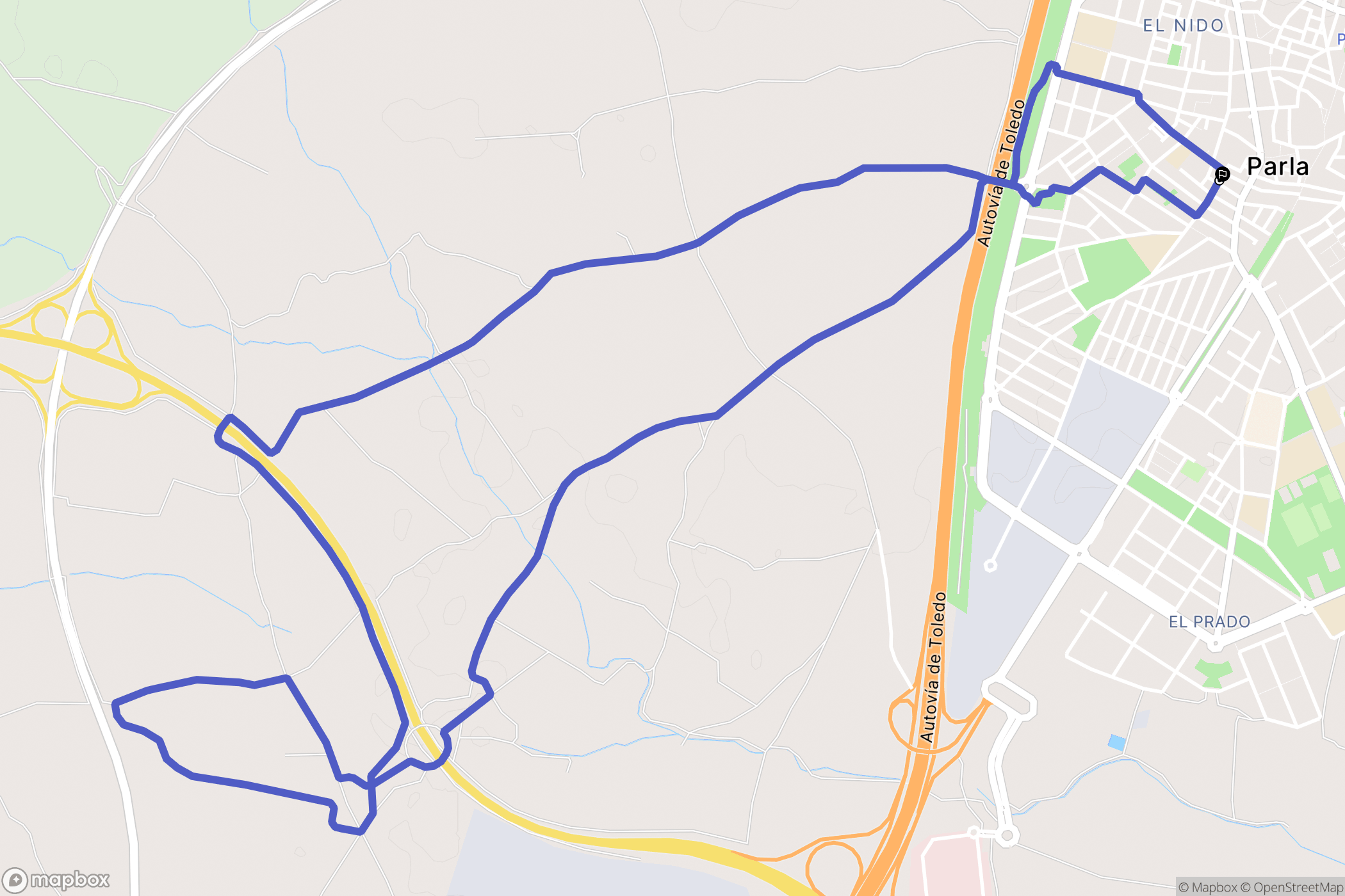 Parla : carte du parcours de randonnée - Spain