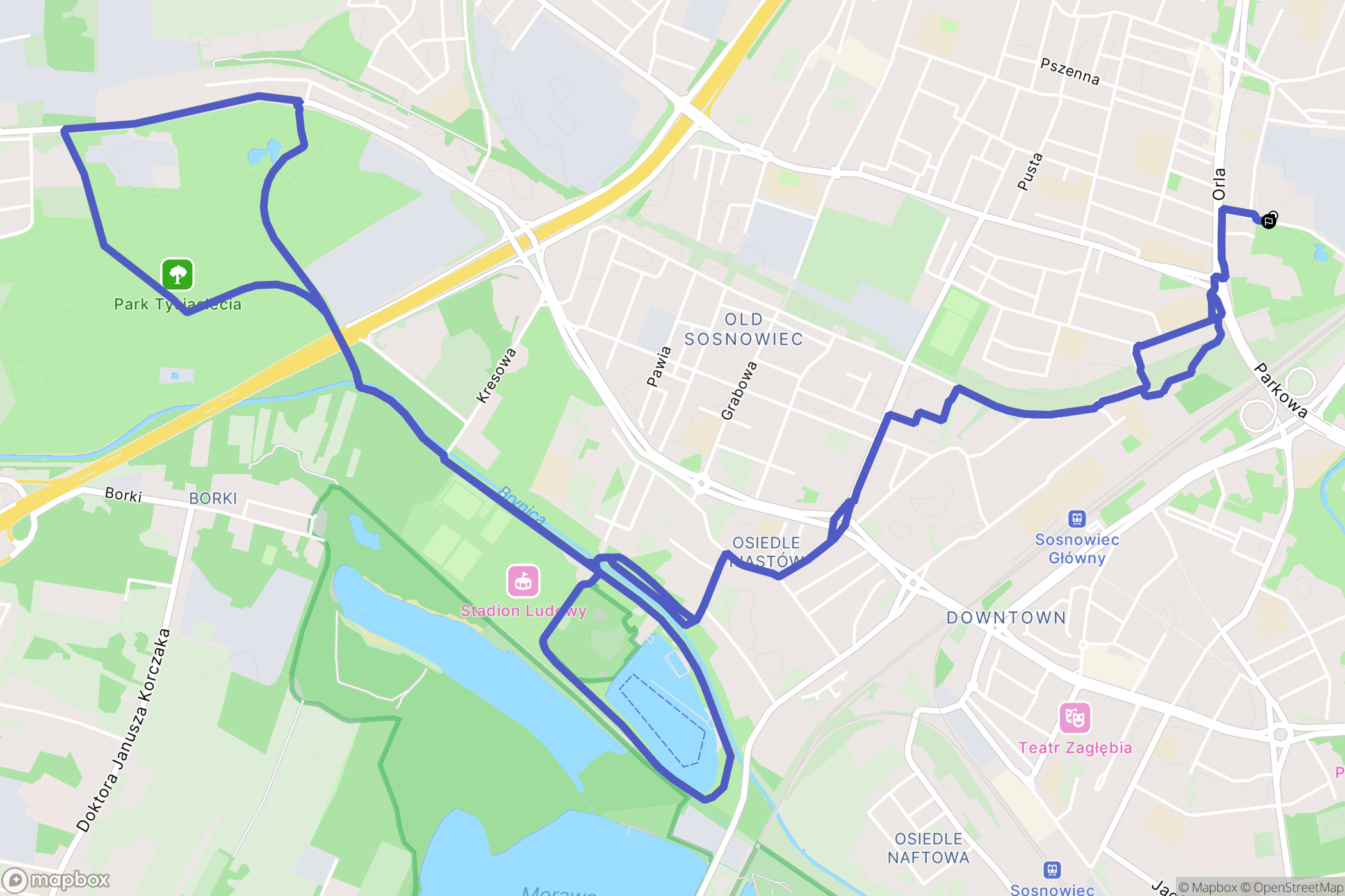 Sosnowiec: mapa trasy - Poland