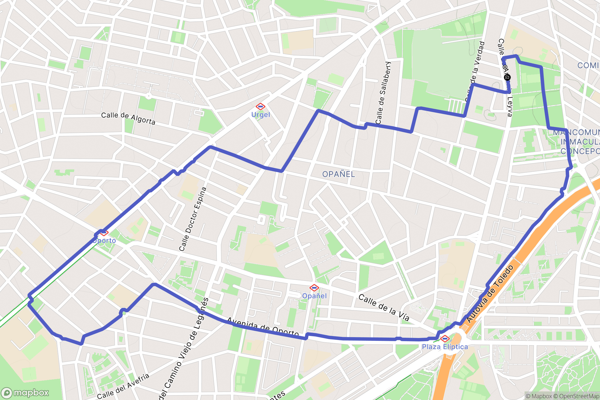 Madrid : carte du parcours de randonnée - Spain