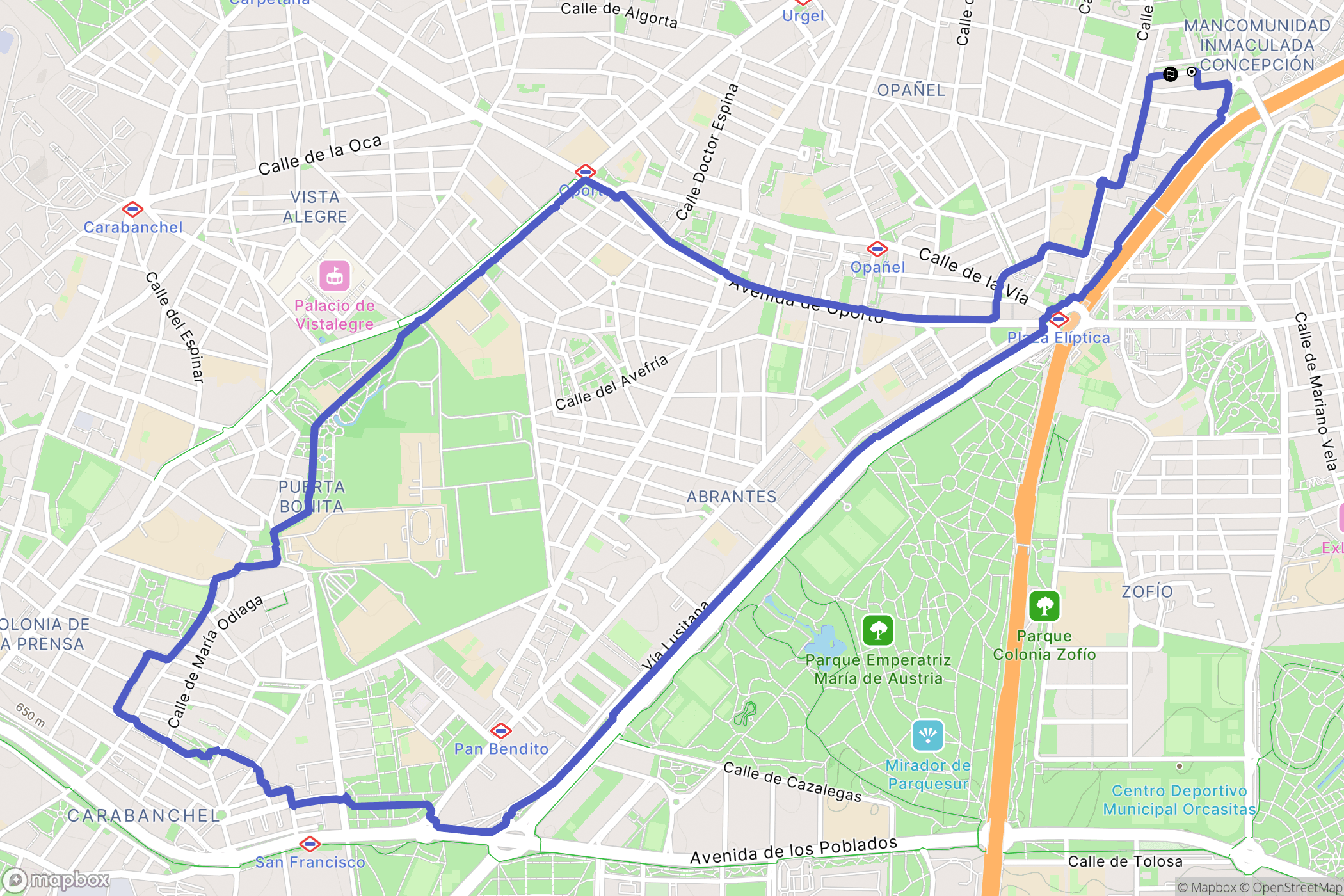Madrid : carte du parcours de randonnée - Spain