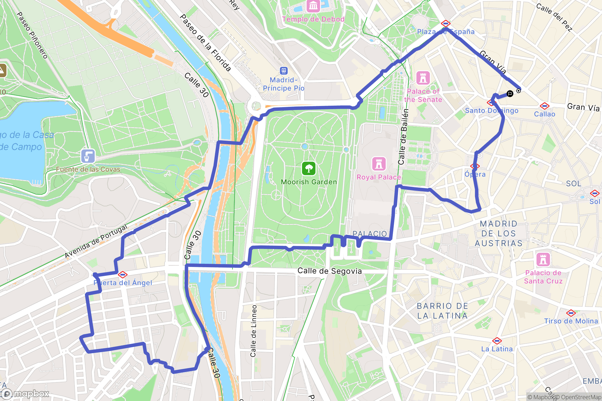 Madrid : carte du parcours de randonnée - Spain