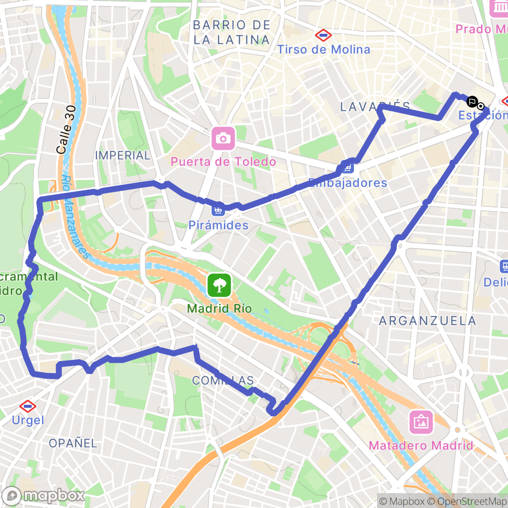 Madrid : carte du parcours de randonnée - Spain
