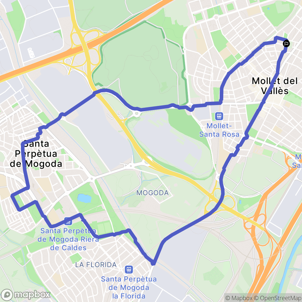 Mollet del Vallès : carte du parcours de randonnée - Spain