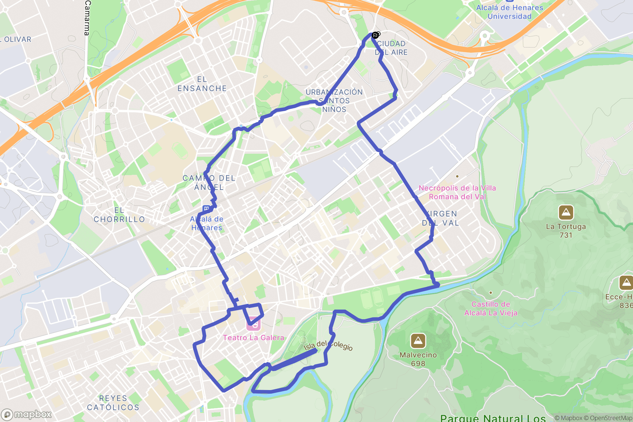 Alcalá de Henares : carte du parcours de randonnée - Spain