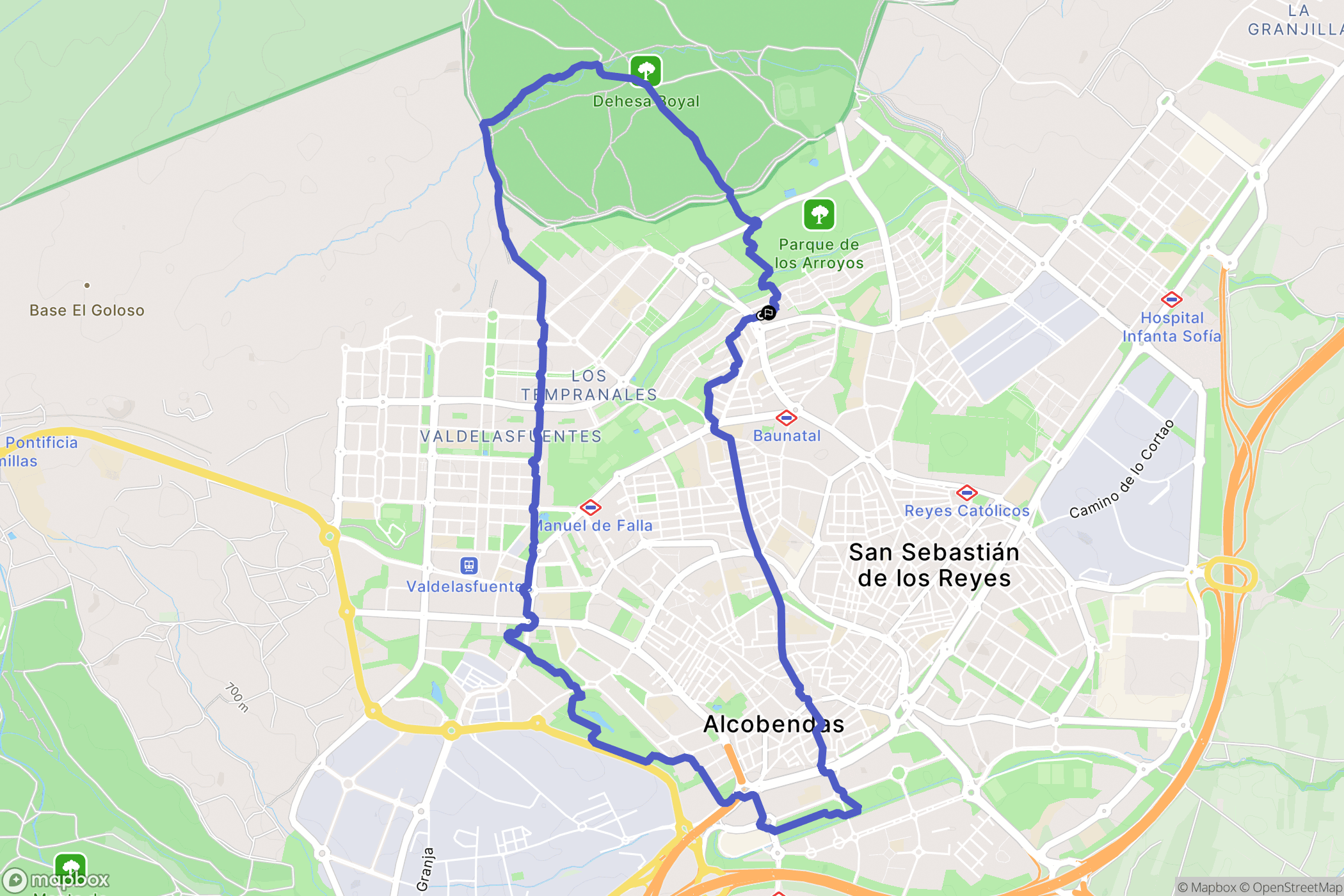 San Sebastián de los Reyes : carte du parcours de randonnée - Spain
