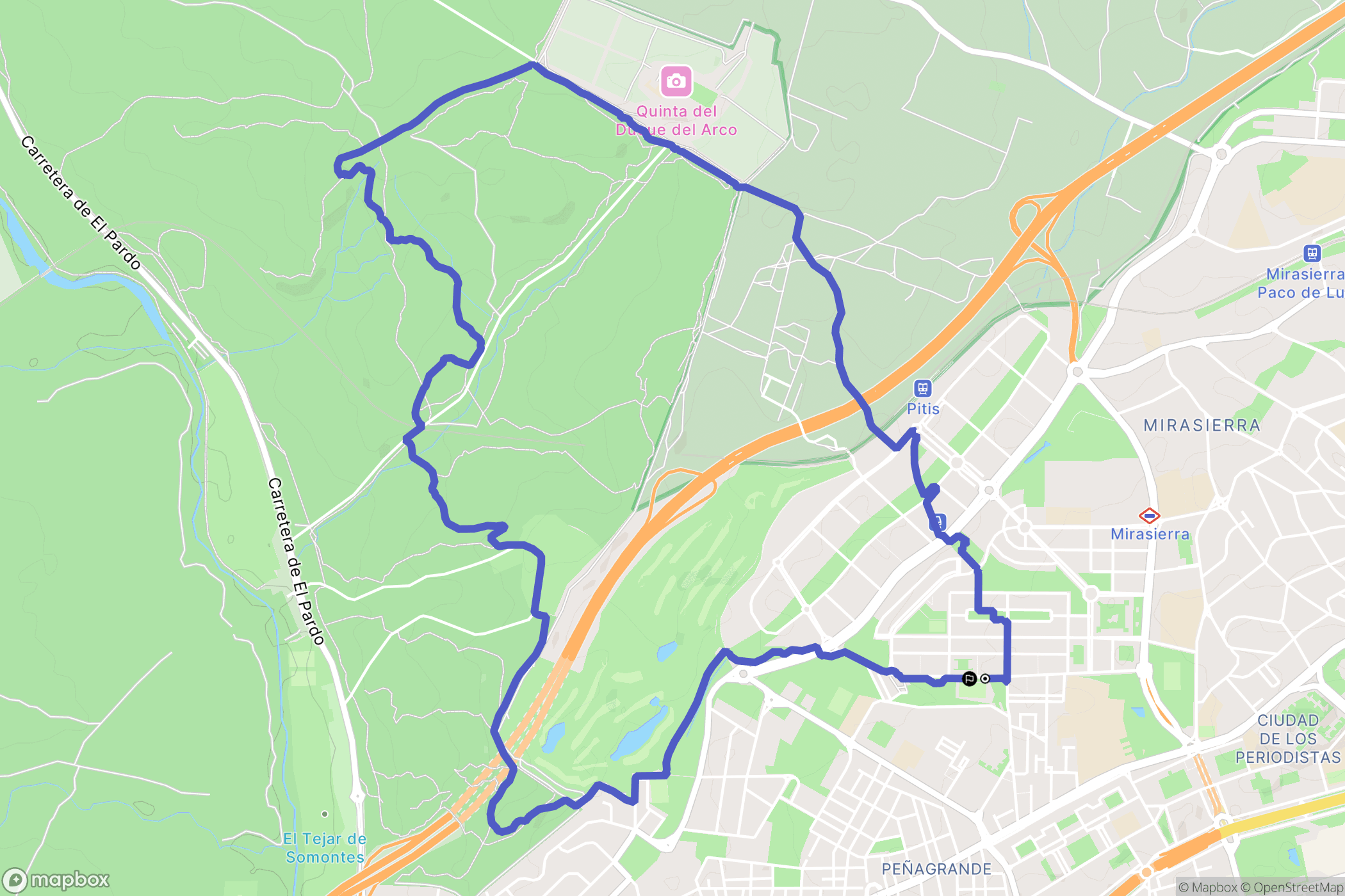 Madrid : carte du parcours de randonnée - Spain