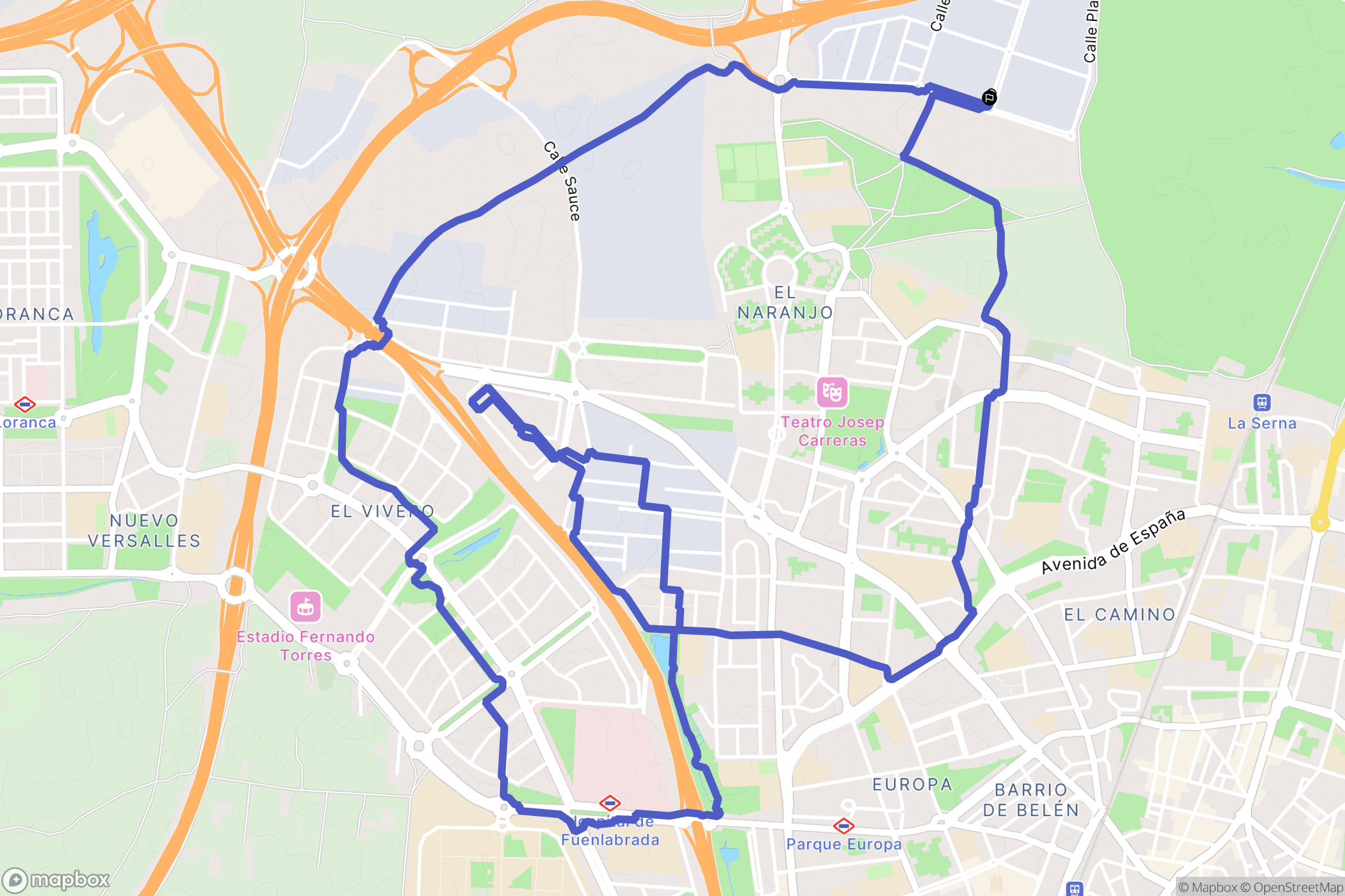 Leganés : carte du parcours de randonnée - Spain