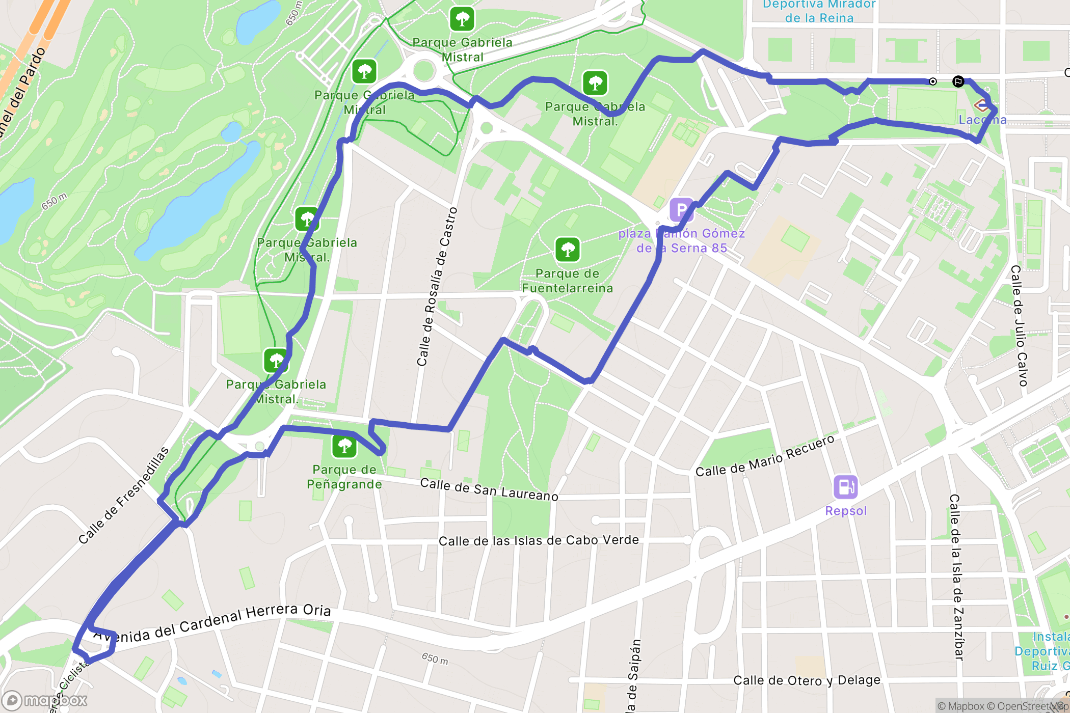 Madrid : carte du parcours de randonnée - Spain