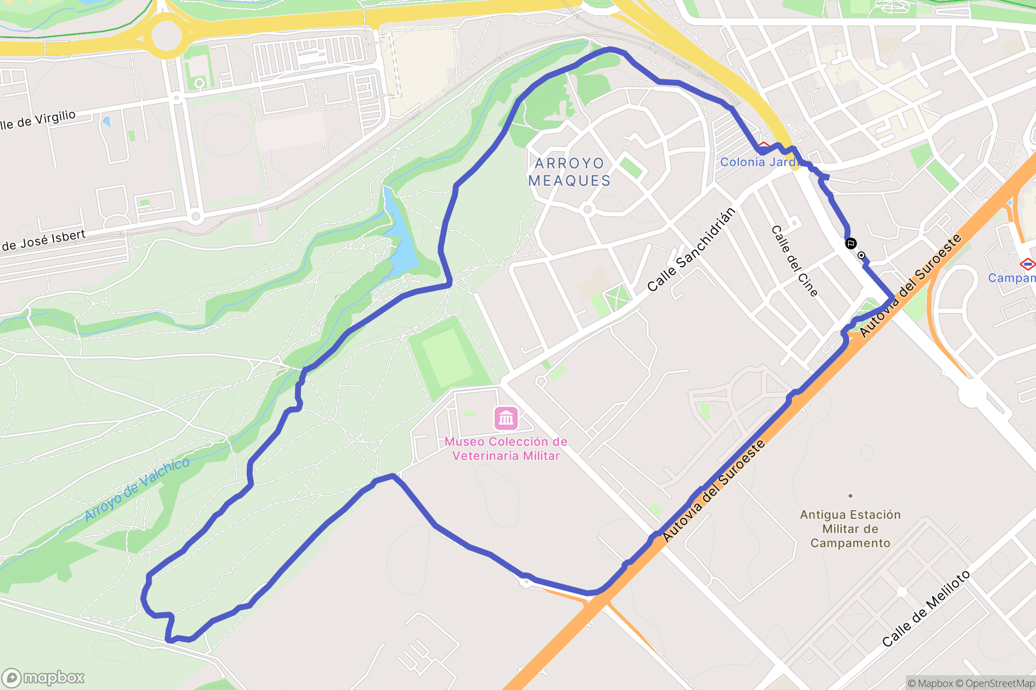 Madrid : carte du parcours de randonnée - Spain