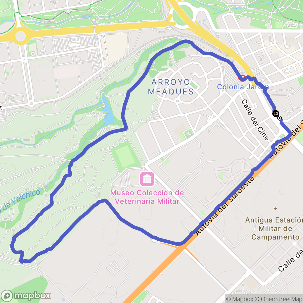 Madrid : carte du parcours de randonnée - Spain