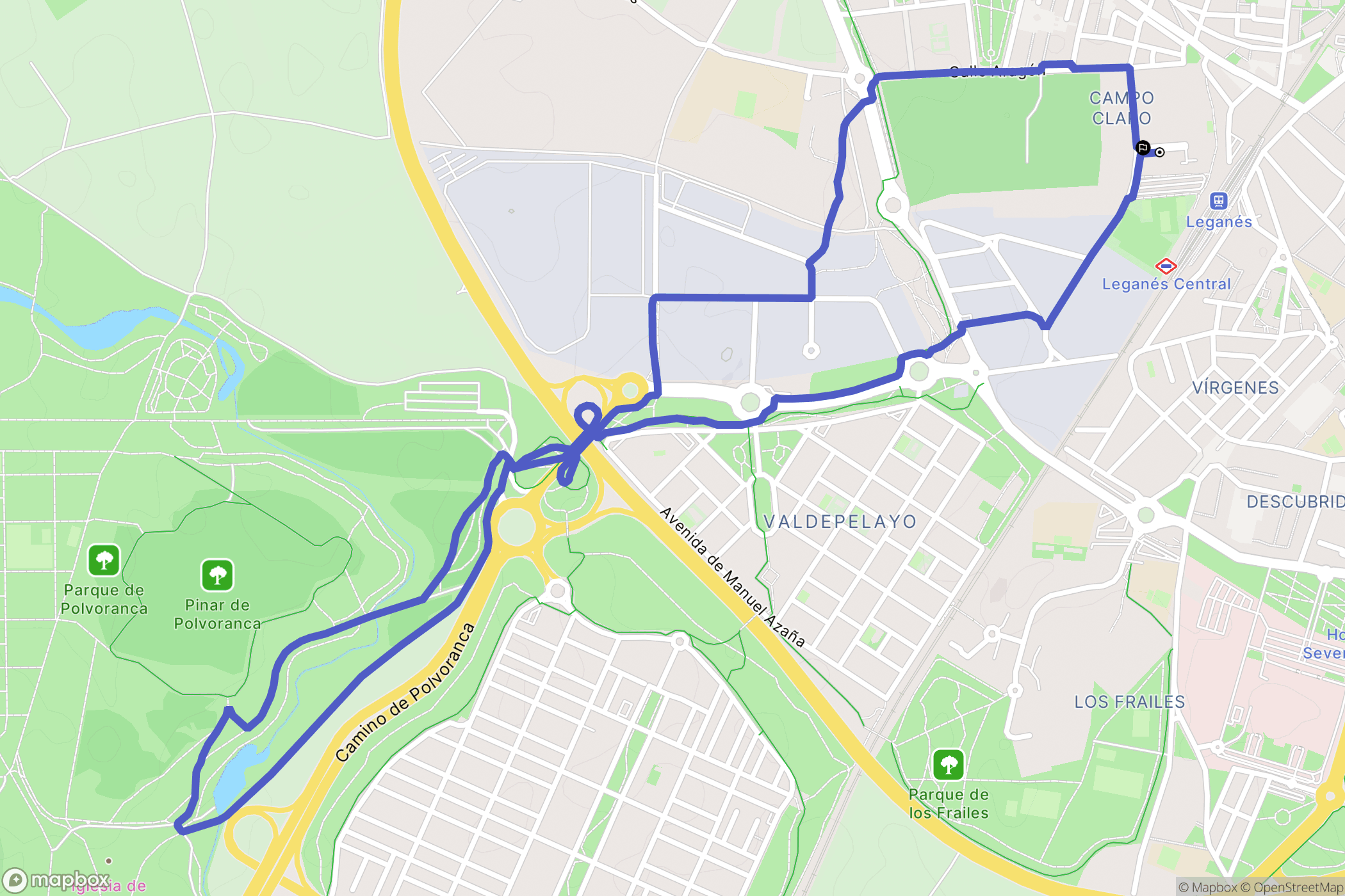 Leganés : carte du parcours de randonnée - Spain
