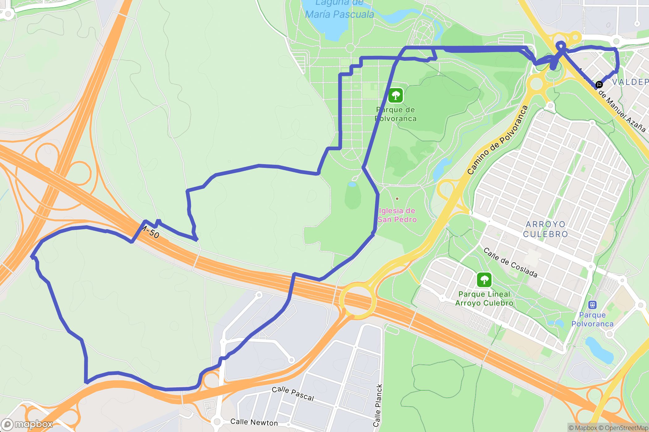 Leganés : carte du parcours de randonnée - Spain