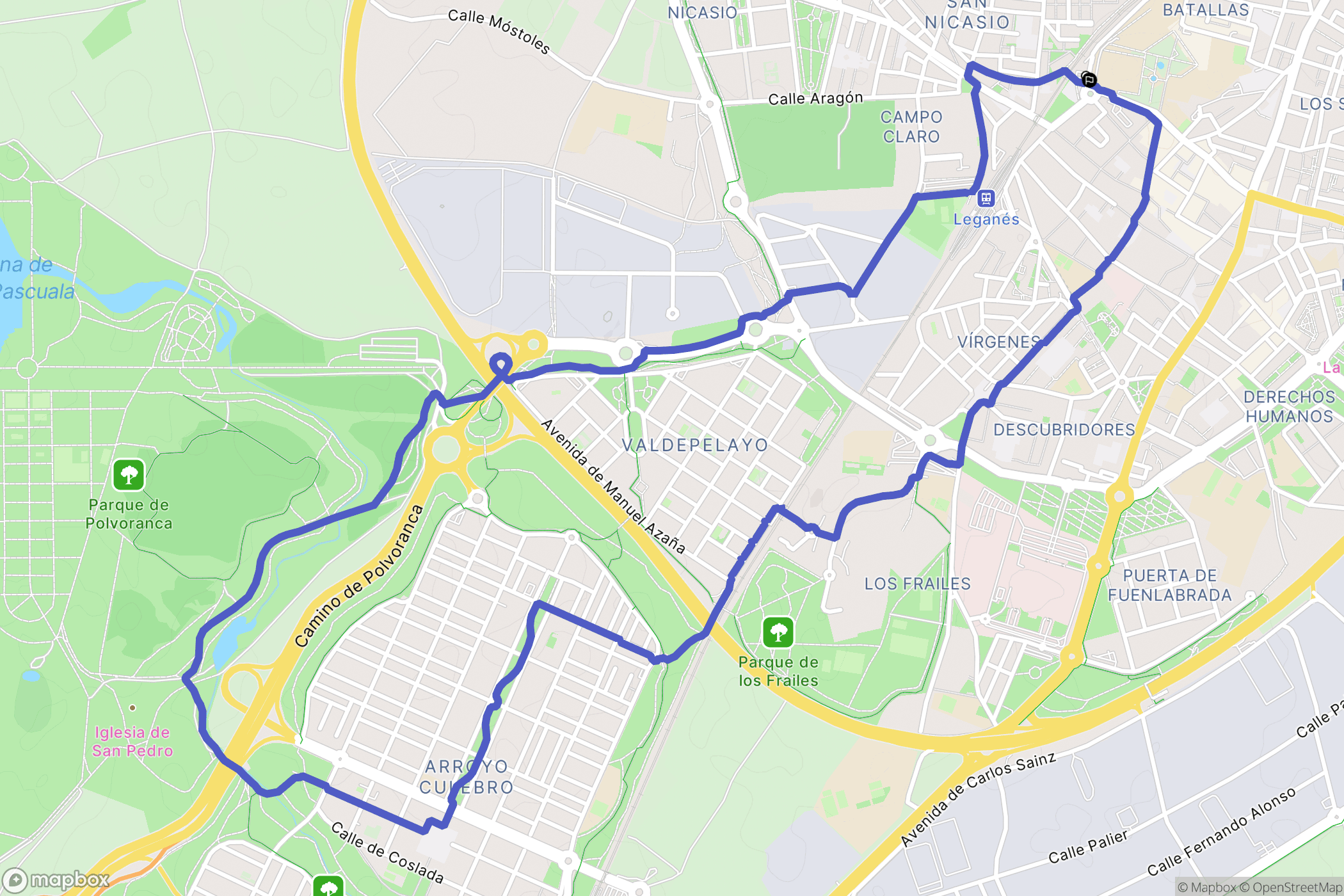 Leganés : carte du parcours de randonnée - Spain