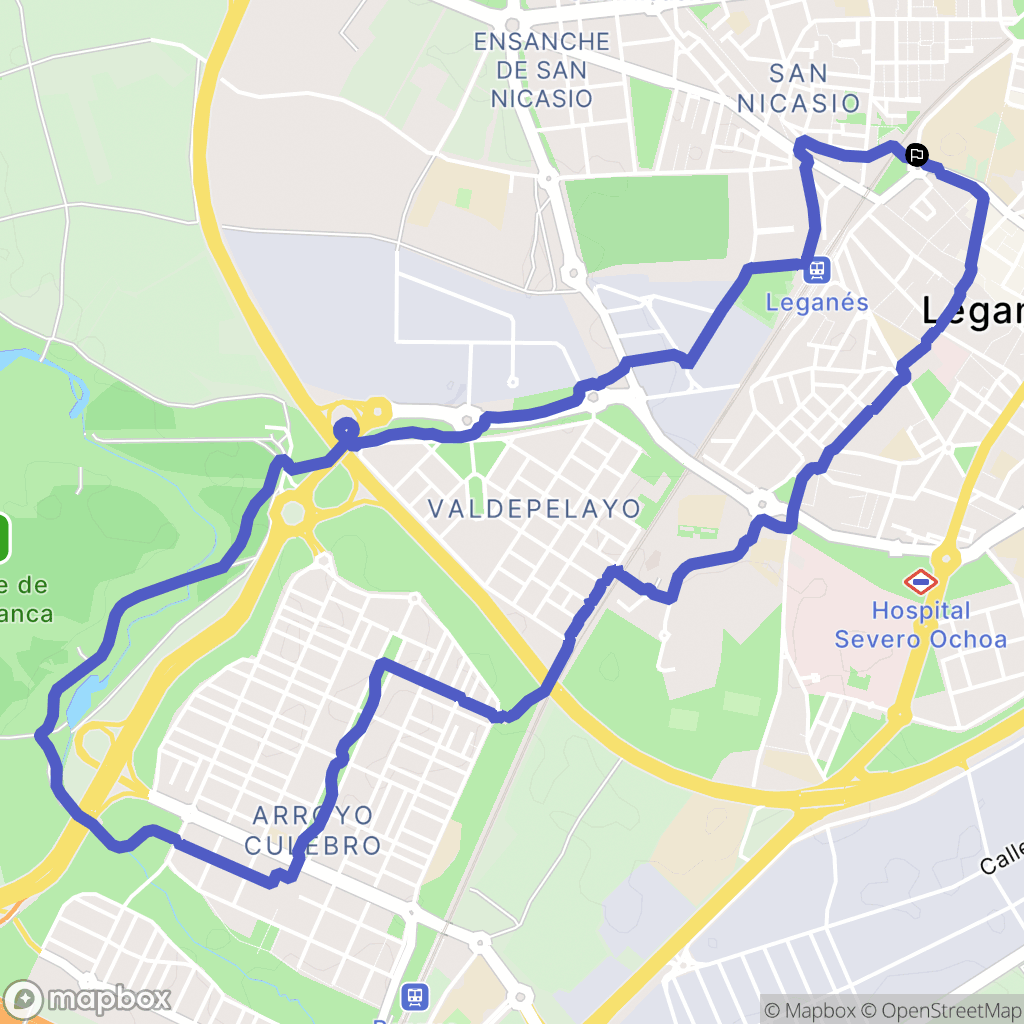 Leganés : carte du parcours de randonnée - Spain