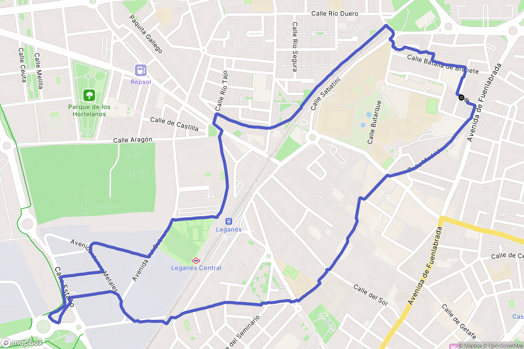 Leganés : carte du parcours de randonnée - Spain