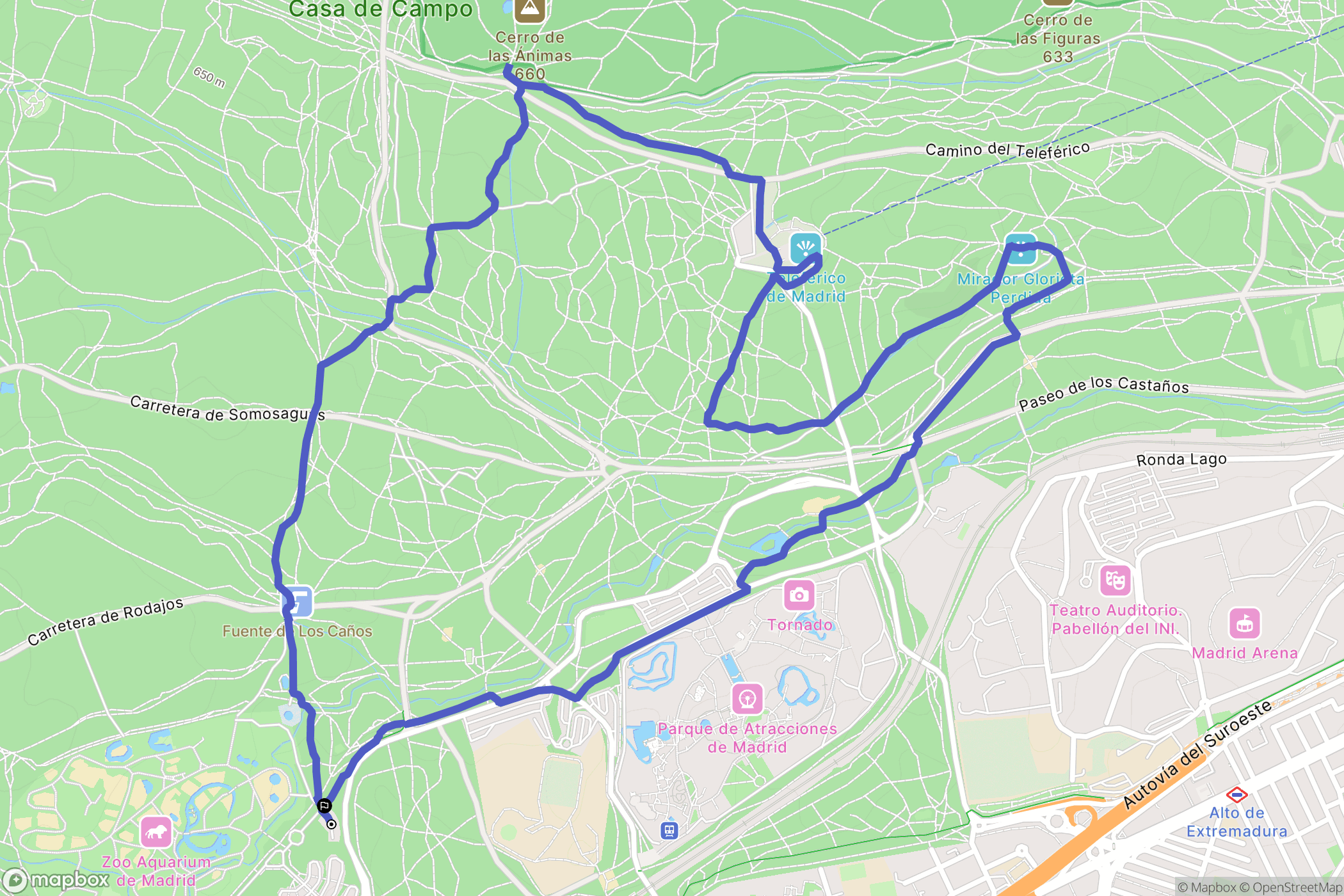 Madrid : carte du parcours de randonnée - Spain
