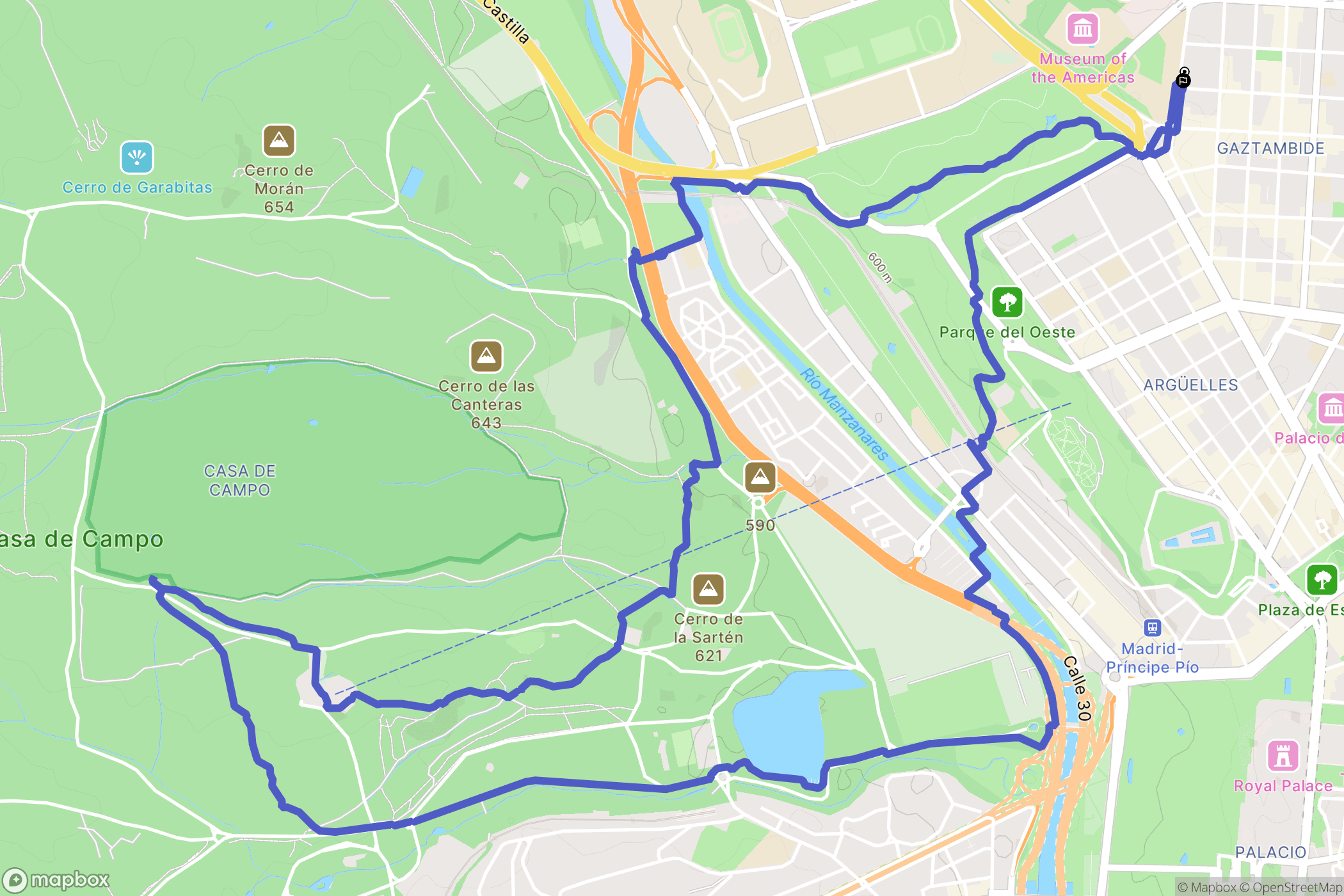 Madrid : carte du parcours de randonnée - Spain