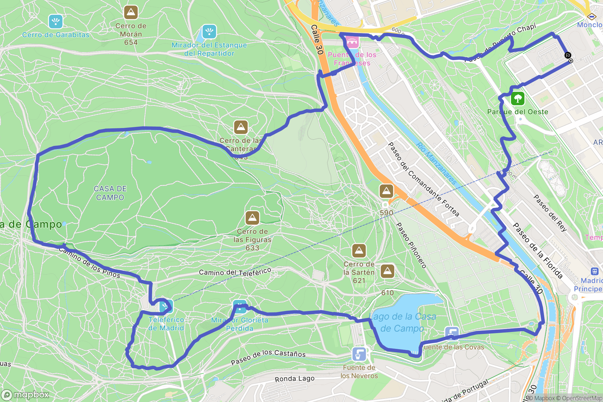 Madrid : carte du parcours de randonnée - Spain