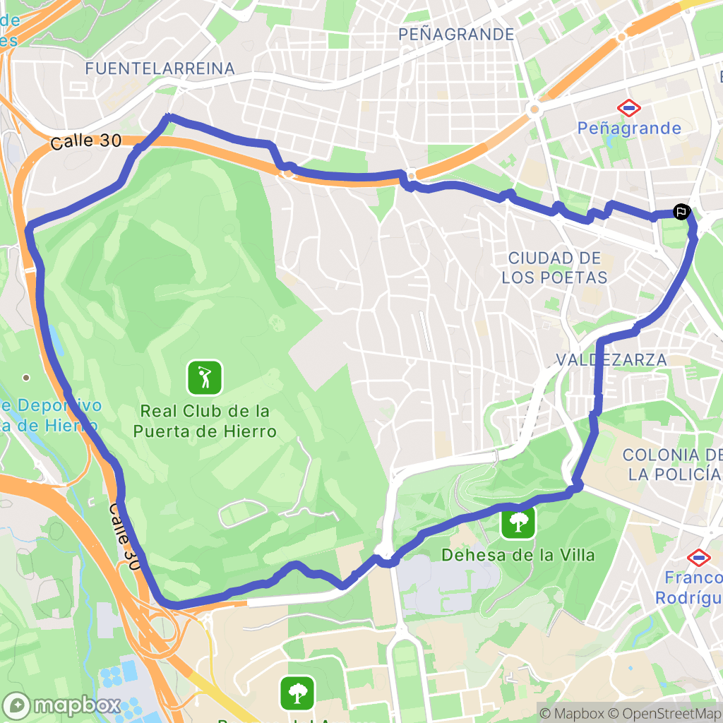 Madrid : carte du parcours de randonnée - Spain