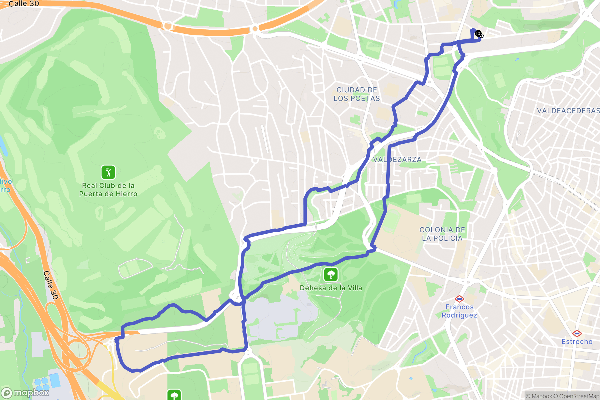 Madrid : carte du parcours de randonnée - Spain