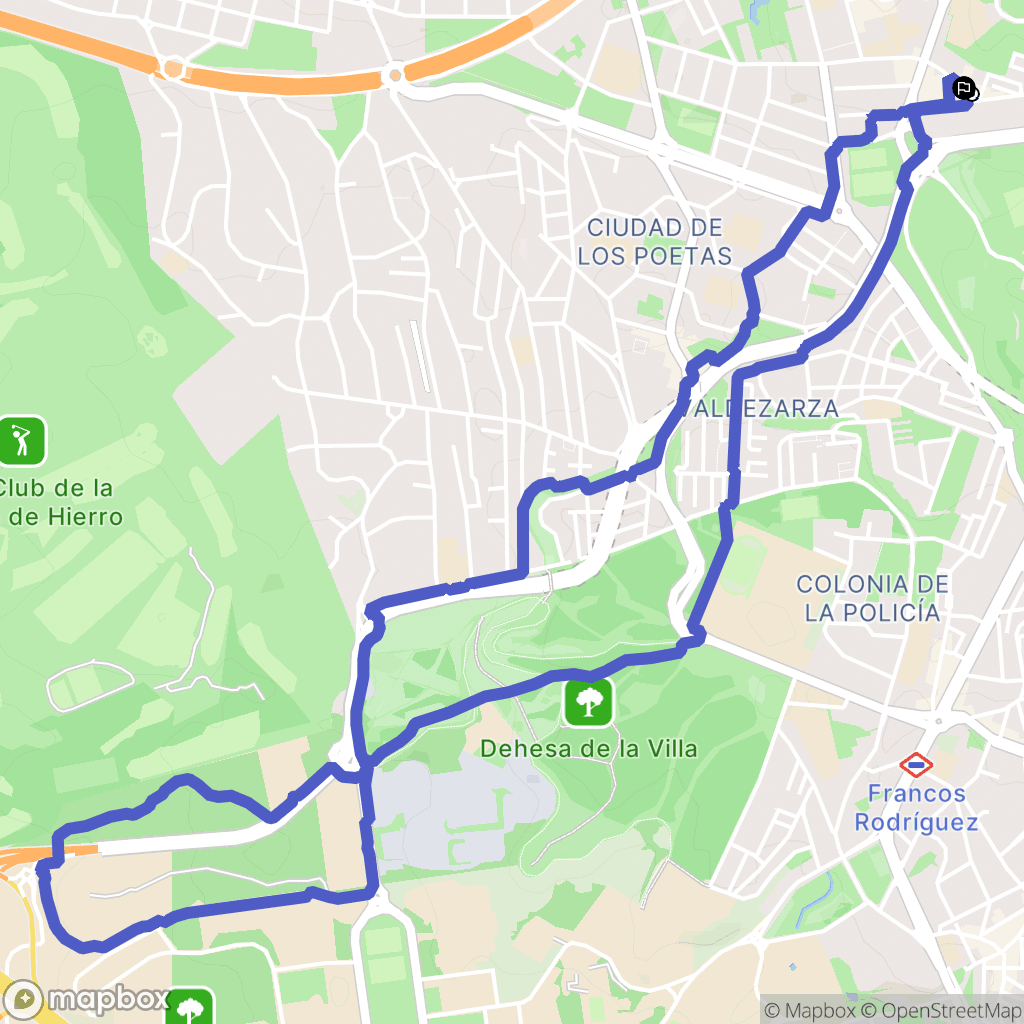Madrid : carte du parcours de randonnée - Spain