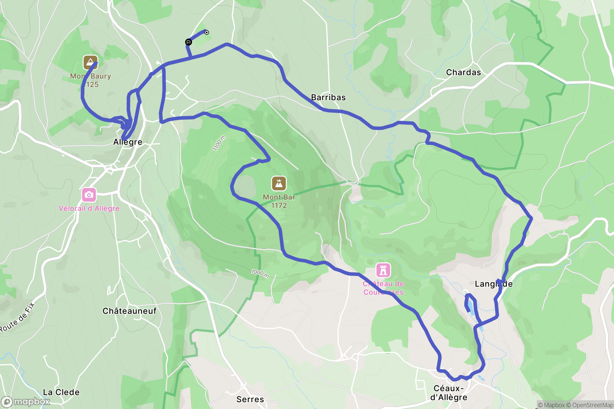 Allègre : carte du parcours de randonnée - France