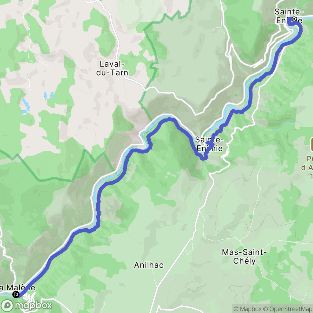Gorges du Tarn Causses : carte du parcours de randonnée - France